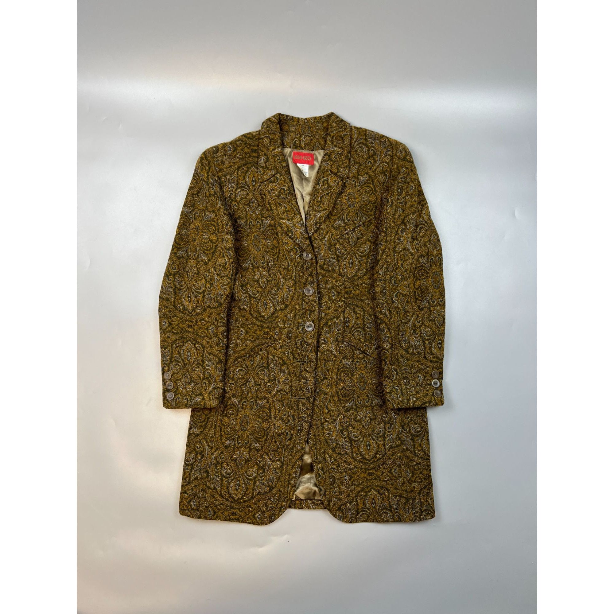 Kenzo Paris Abstract Pattern Tweed Coat (Y0680)