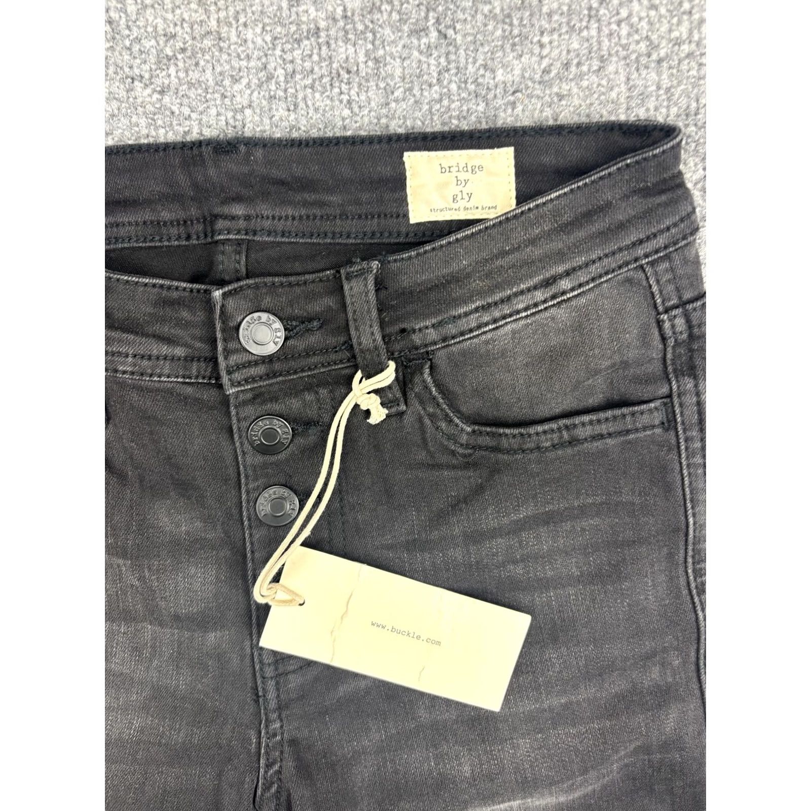 Denime Bridge by Gly Womens Mid Rise Ankle Skinny Jeans 25 Charcoal Wash Denim Slim Stretch Pockets 5-Pocket Size 42" / US 20 - 2 Thumbnail