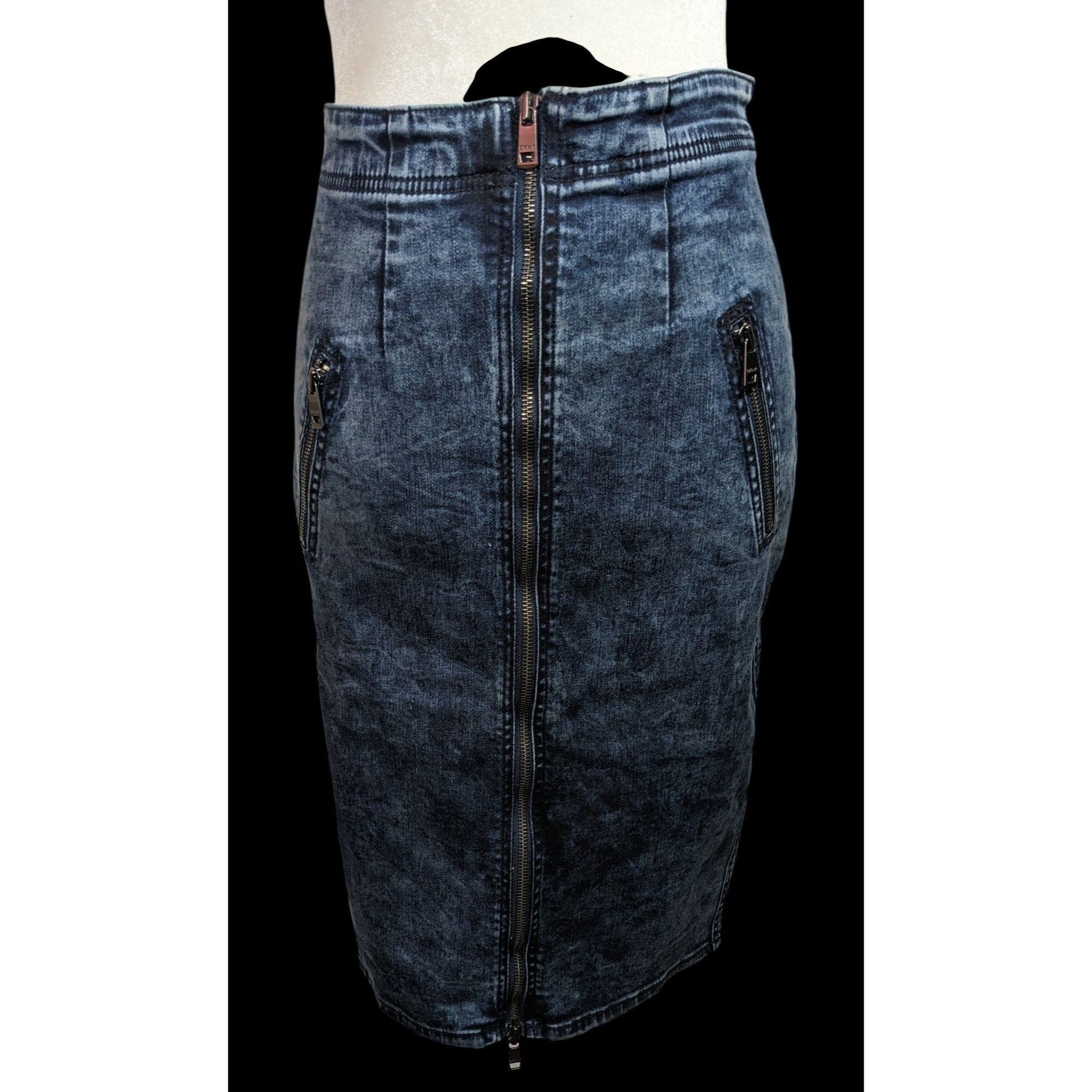 DKNY DKNY Blue Denim Full Zip Knee Length Pencil Skirt With Real Size 27" / US 4 / IT 40 - 1 Thumbnail