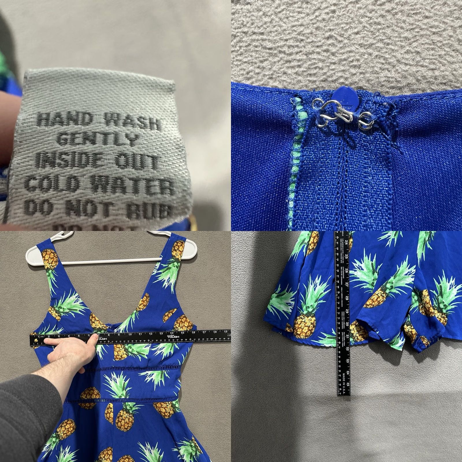 Vintage Charlotte Russe Romper Womens M Blue Pineapple Print Sleeveless Lace EUC Casual Party/Cocktail Travel Womens Size 32" / US 10 / IT 46 - 8 Thumbnail