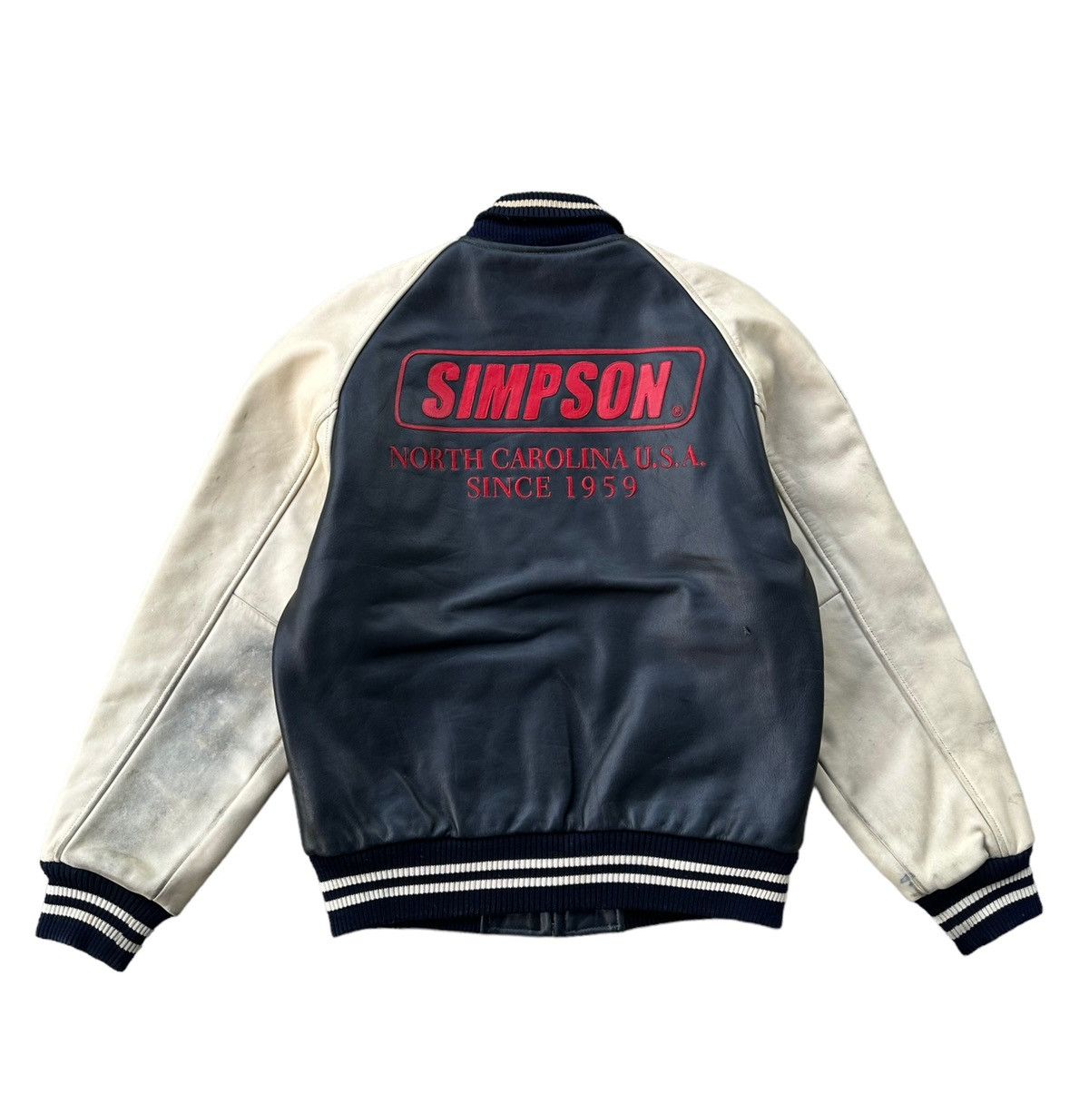 Vintage Vintage Simpson racing leather bomber jacket Size US L / EU 52-54 / 3 - 8 Thumbnail