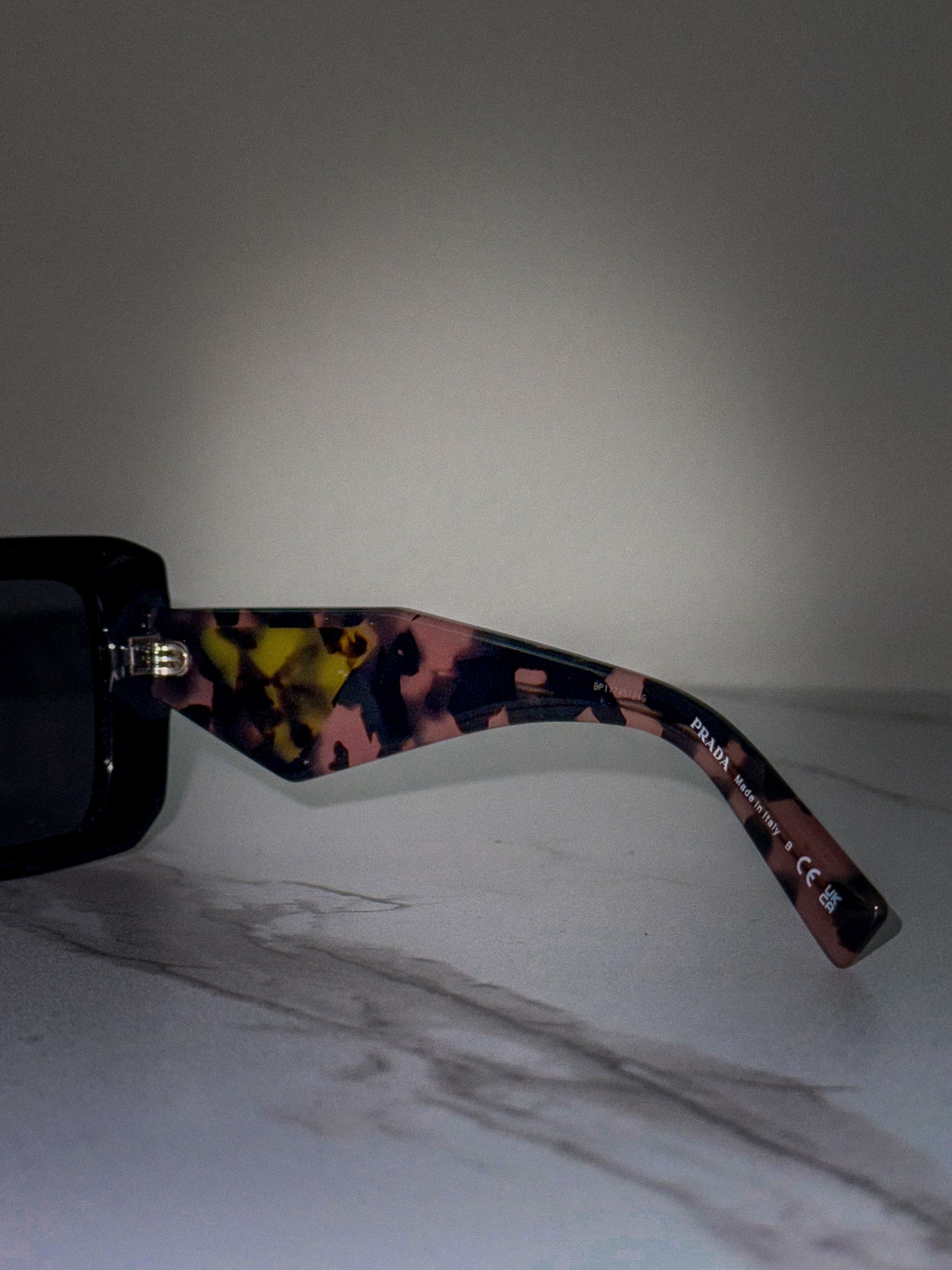Prada Prada Sunglasses PR23YS 1AB5S0 Black Dark Gray Square NEW Size ONE SIZE - 9 Thumbnail