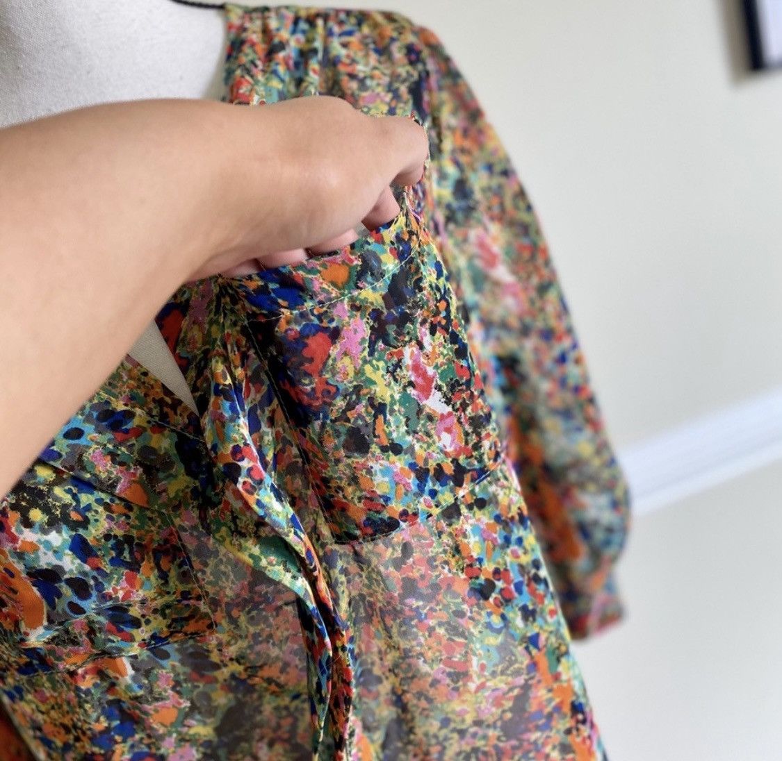 Other MULTI COLOR PAINT SPLATTER SEMI SHEER BLOUSE Size S Size S / US 4 / IT 40 - 2 Thumbnail