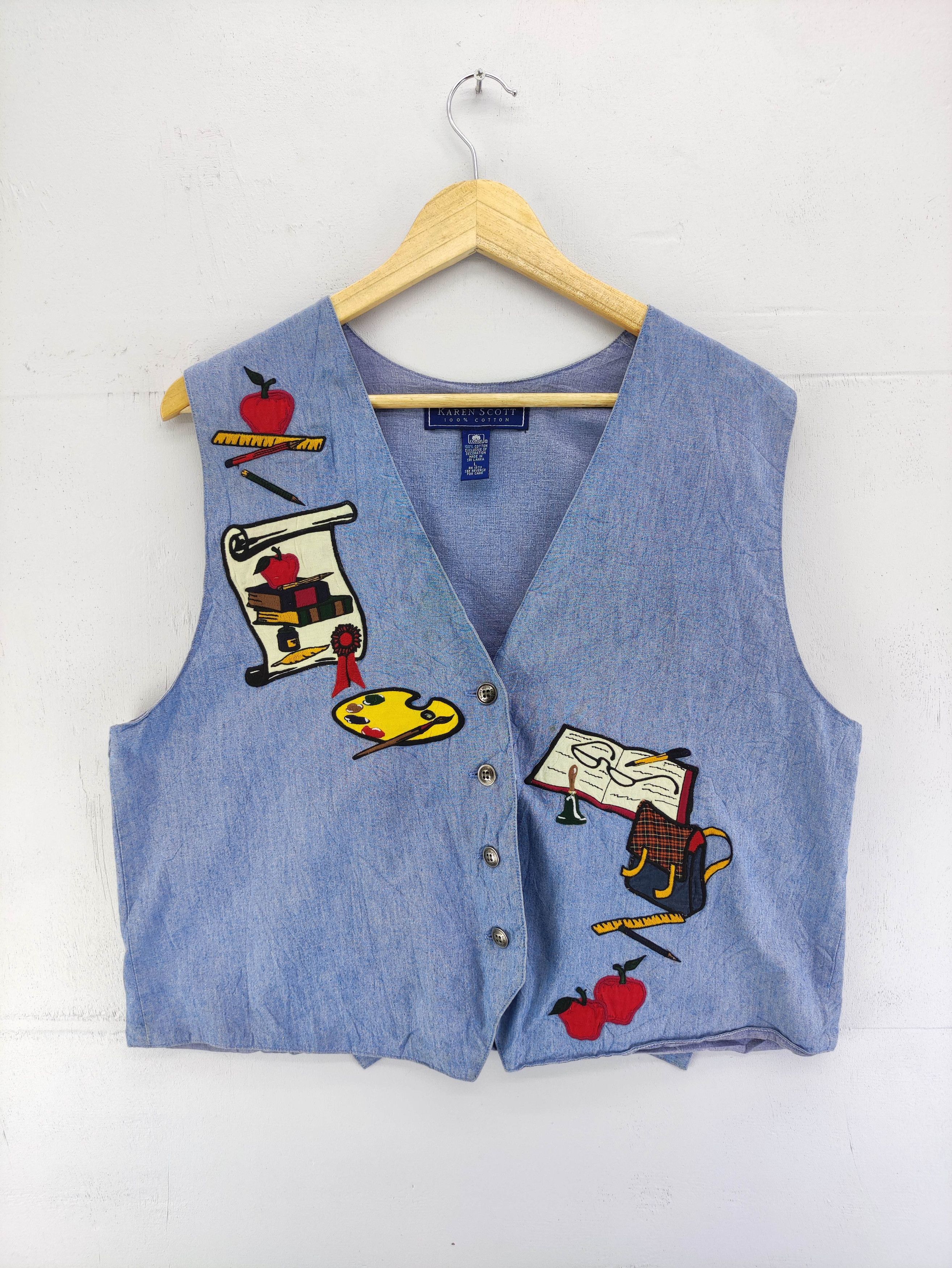 Japanese Brand Vintage Karen Scott Vest Embroidered Logo Button Size US M / EU 48-50 / 2 - 1 Thumbnail