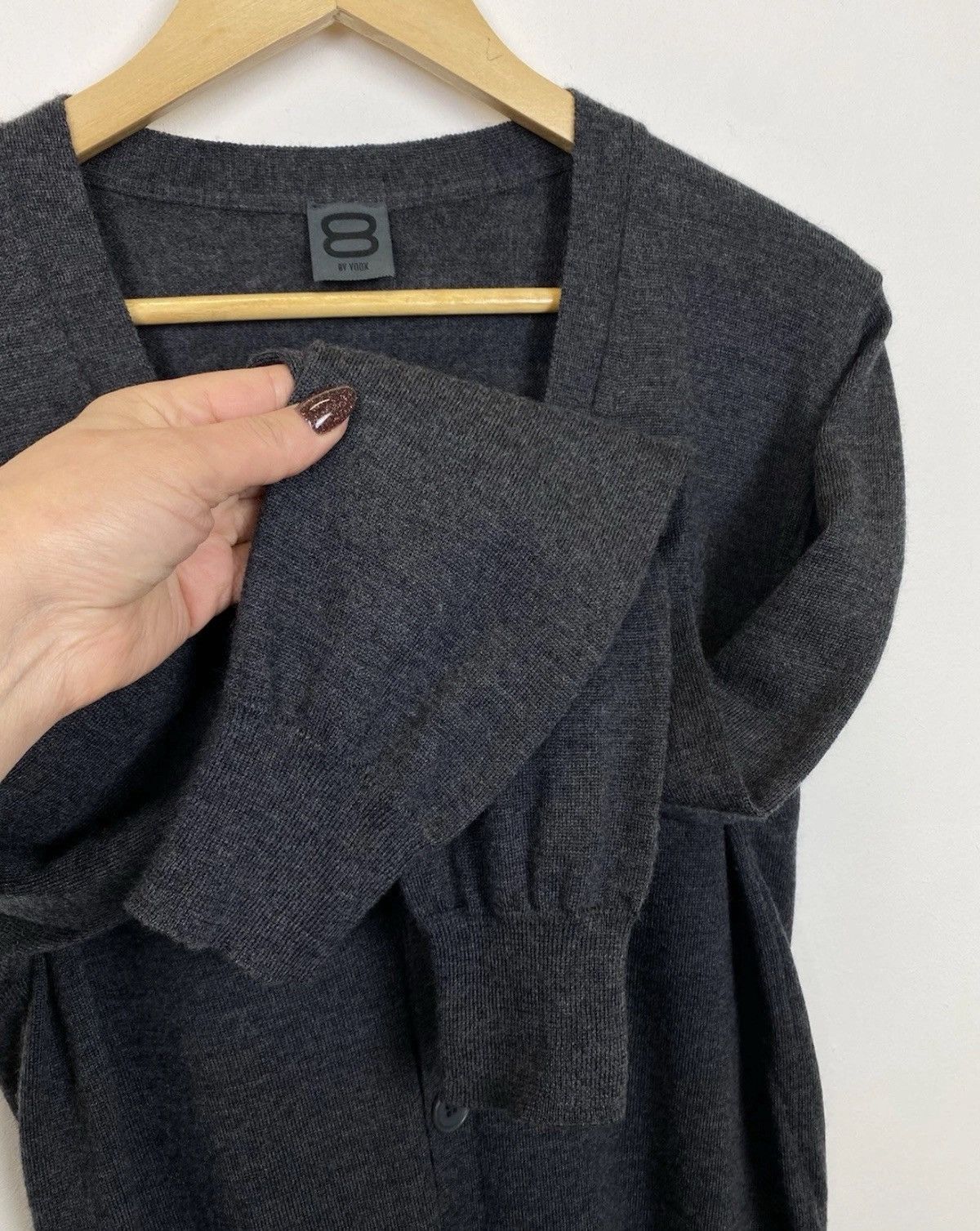 8 by YOOX 8 By Yoox V-Neck Merino Wool Cardigan Sweater Jumper Gray Size US M / EU 48-50 / 2 - 4 Thumbnail