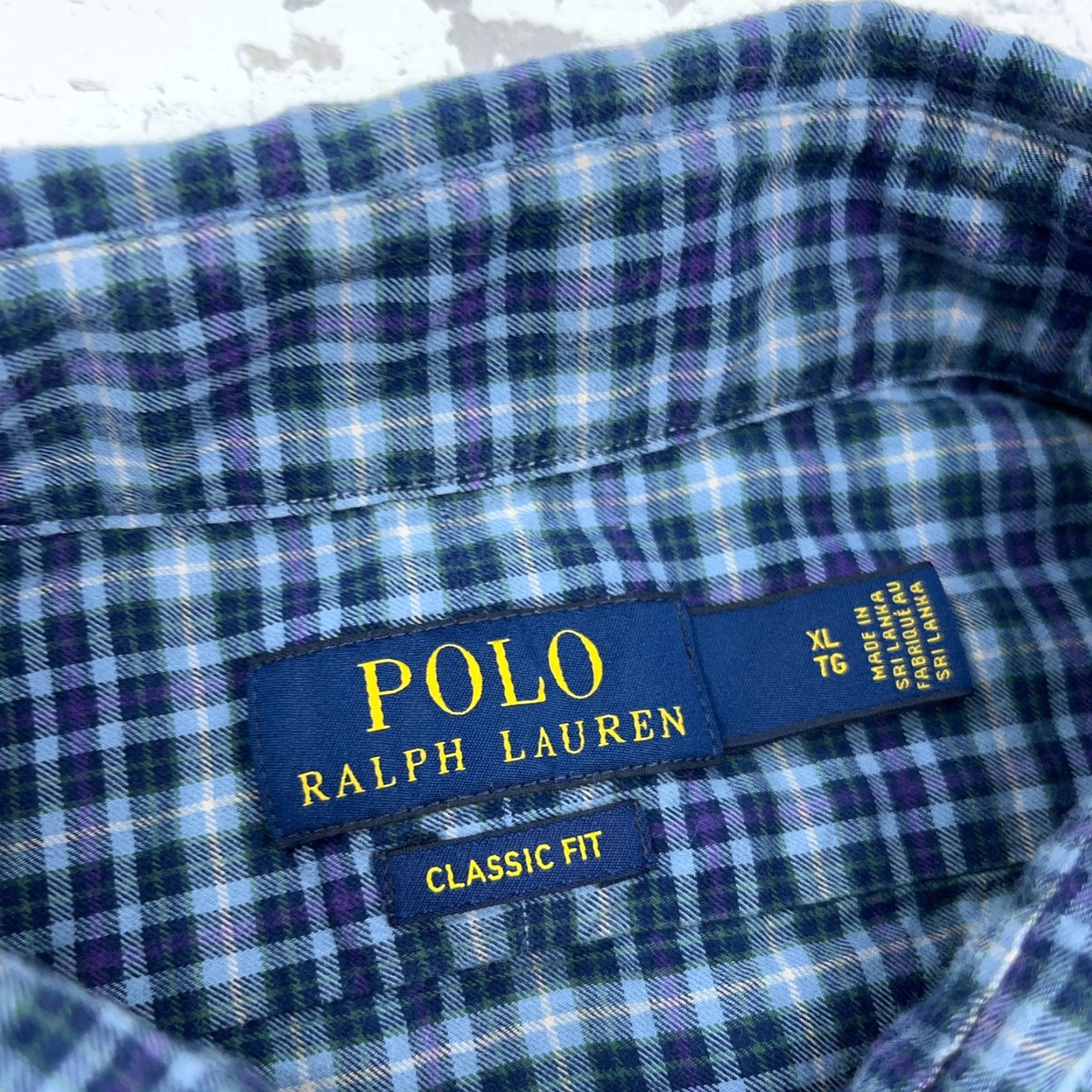 Polo Ralph Lauren Polo Ralph Lauren Shirt Men XL Blue Purple Button Up Lightweight Flannel Dress Size 46R - 5 Thumbnail
