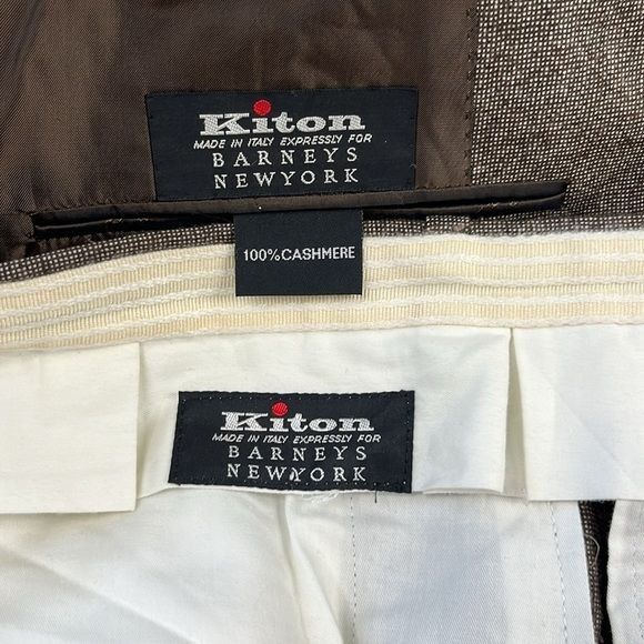 Barneys New York × Kiton × Vintage Kiton Barneys New York Cashmere 2 Pc 3 Button Suit Size 46L - 12 Thumbnail