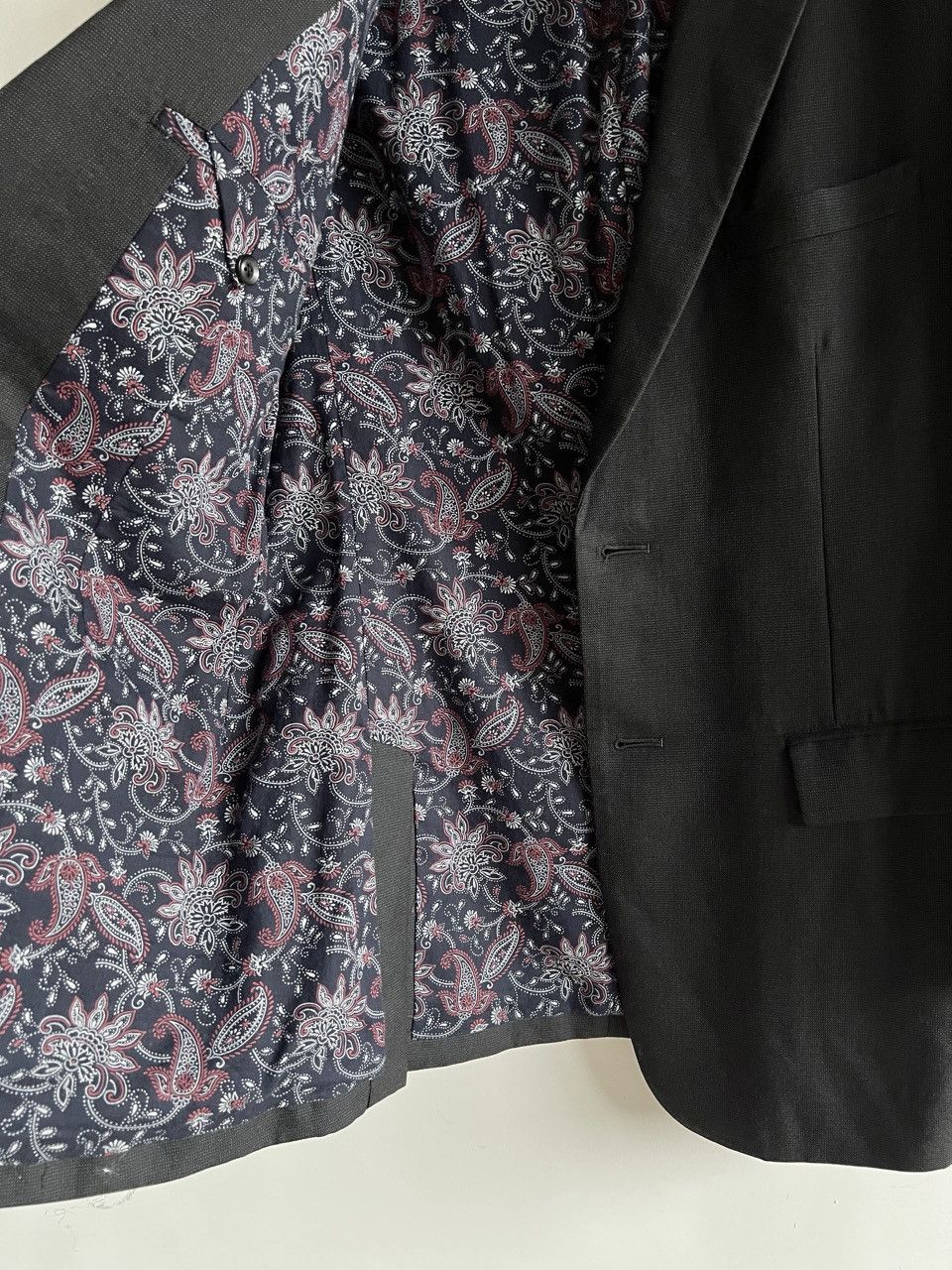 Yohji Yamamoto Yohji Yamamoto Textured Tailored Jacket with Paisley Lining Size US L / EU 52-54 / 3 - 5 Thumbnail