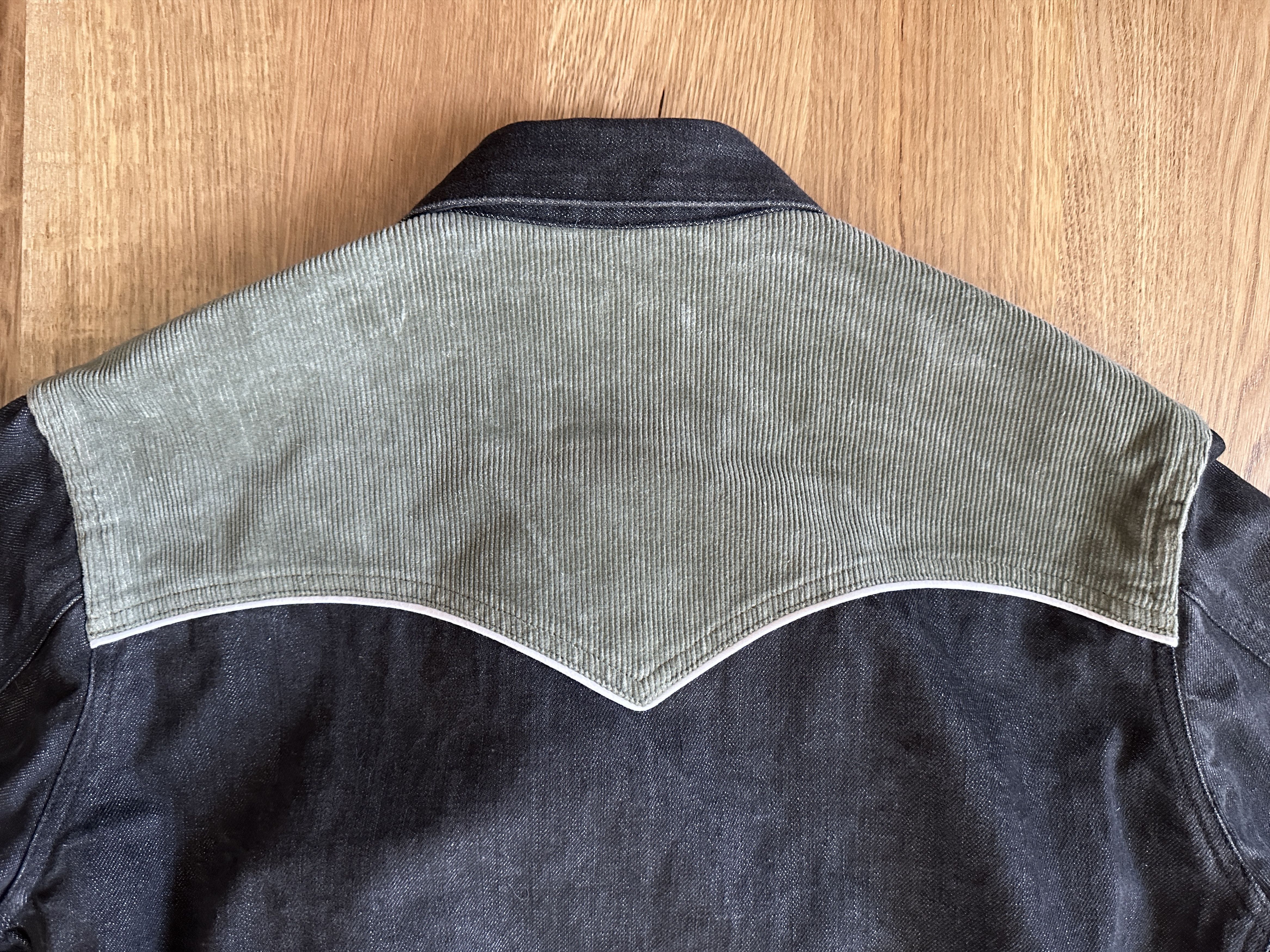 Basic Rights Two Tone Denim and Corduroy Western Jacket - Green and Black Size US S / EU 44-46 / 1 - 4 Thumbnail