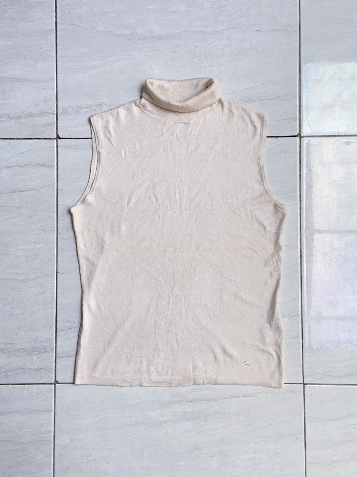 image of Burberry London Sleeveless T-Shirt in Cream, Men's (Size Small)