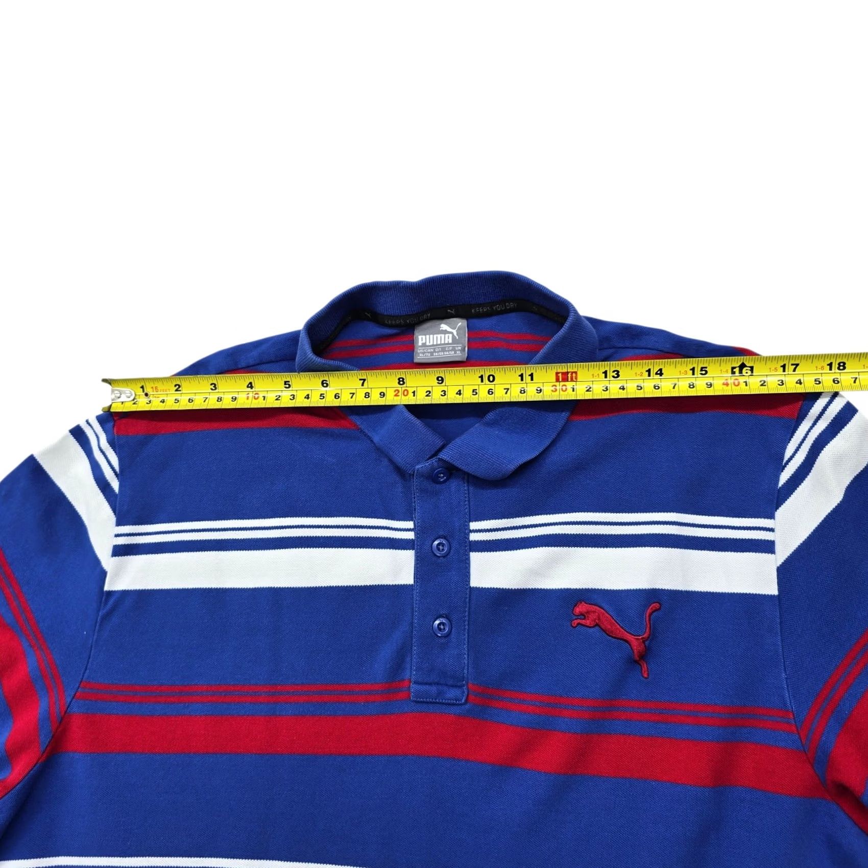 Puma PUMA Polo Shirt XL blue red white striped Men's Polo XL Blue Striped PUMA Golf Casual Shirt Size US XL / EU 56 / 4 - 5 Thumbnail