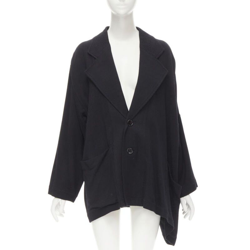 Comme des Garcons COMME DES GARCONS 1980's Vintage black wool wide cut oversized asymmetric blazer Size M / US 6-8 / IT 42-44 - 1 Thumbnail
