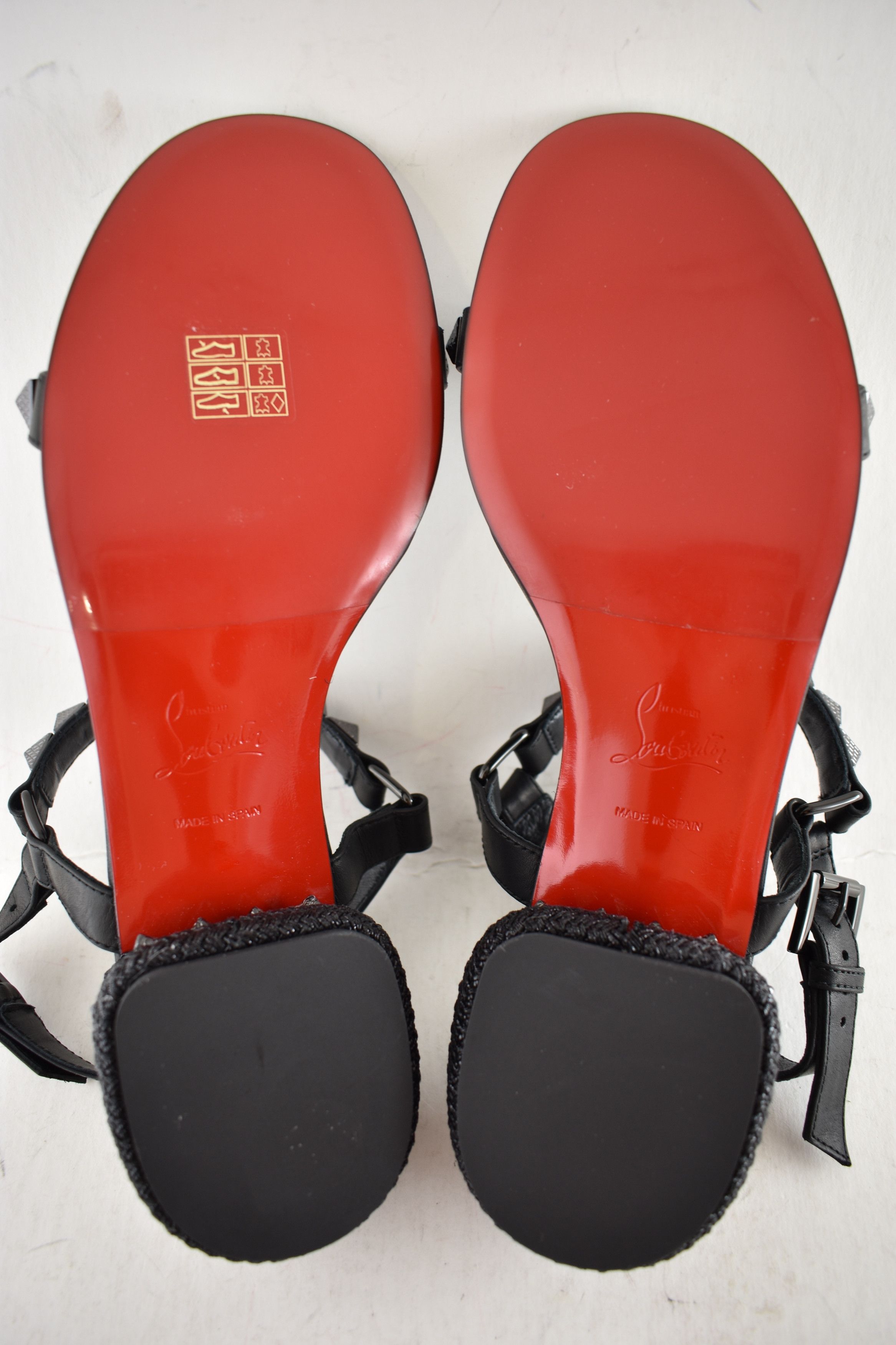 Christian Louboutin Pyrasand 30 Black Leather Block Heel Ankle Strap Sandal 35.5 Size US 5.5 / IT 35.5 - 19 Thumbnail