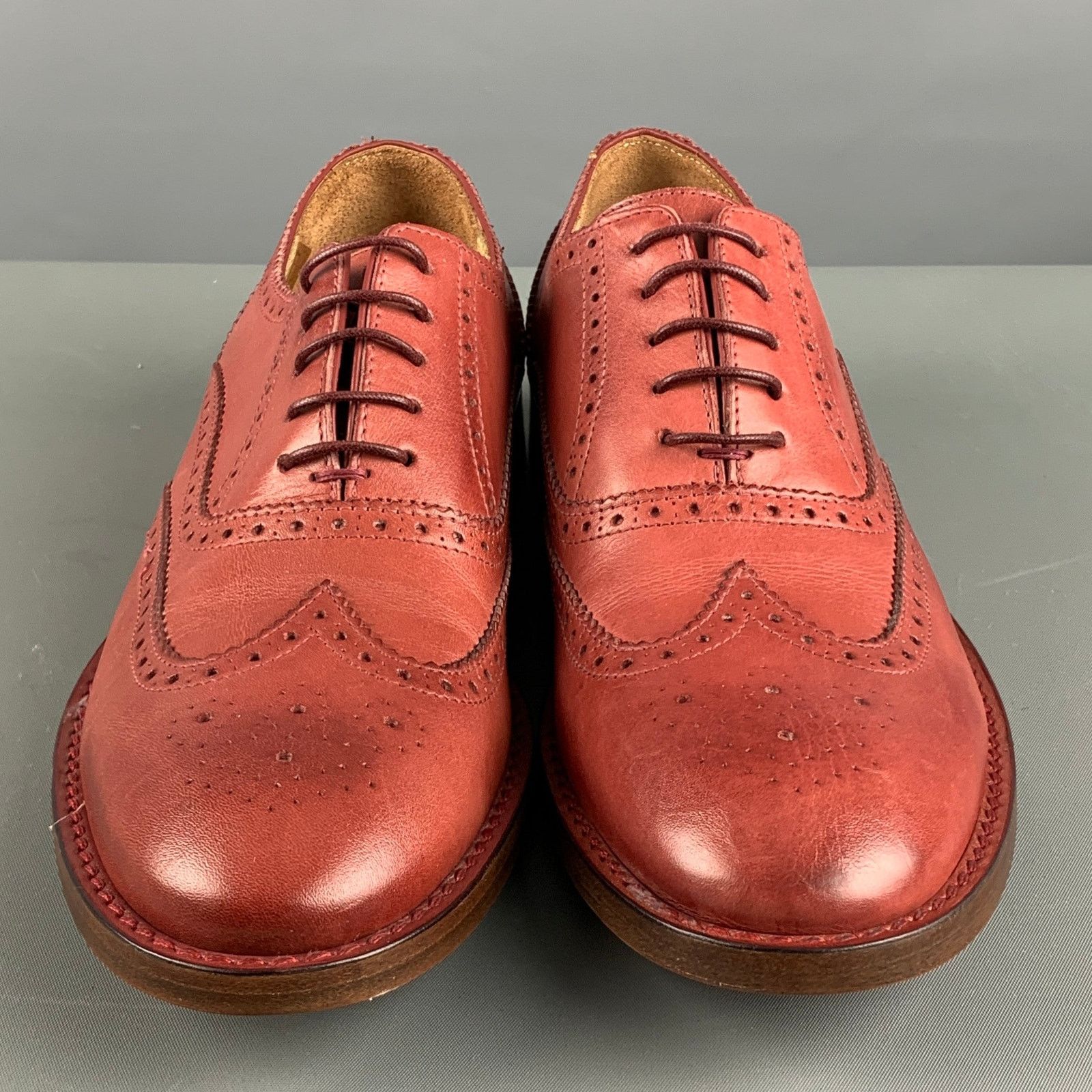 Paul Smith PAUL SMITH BSrick Perforated Leather Wingtip Lace Up Shoes Size US 8 / EU 41 - 4 Thumbnail