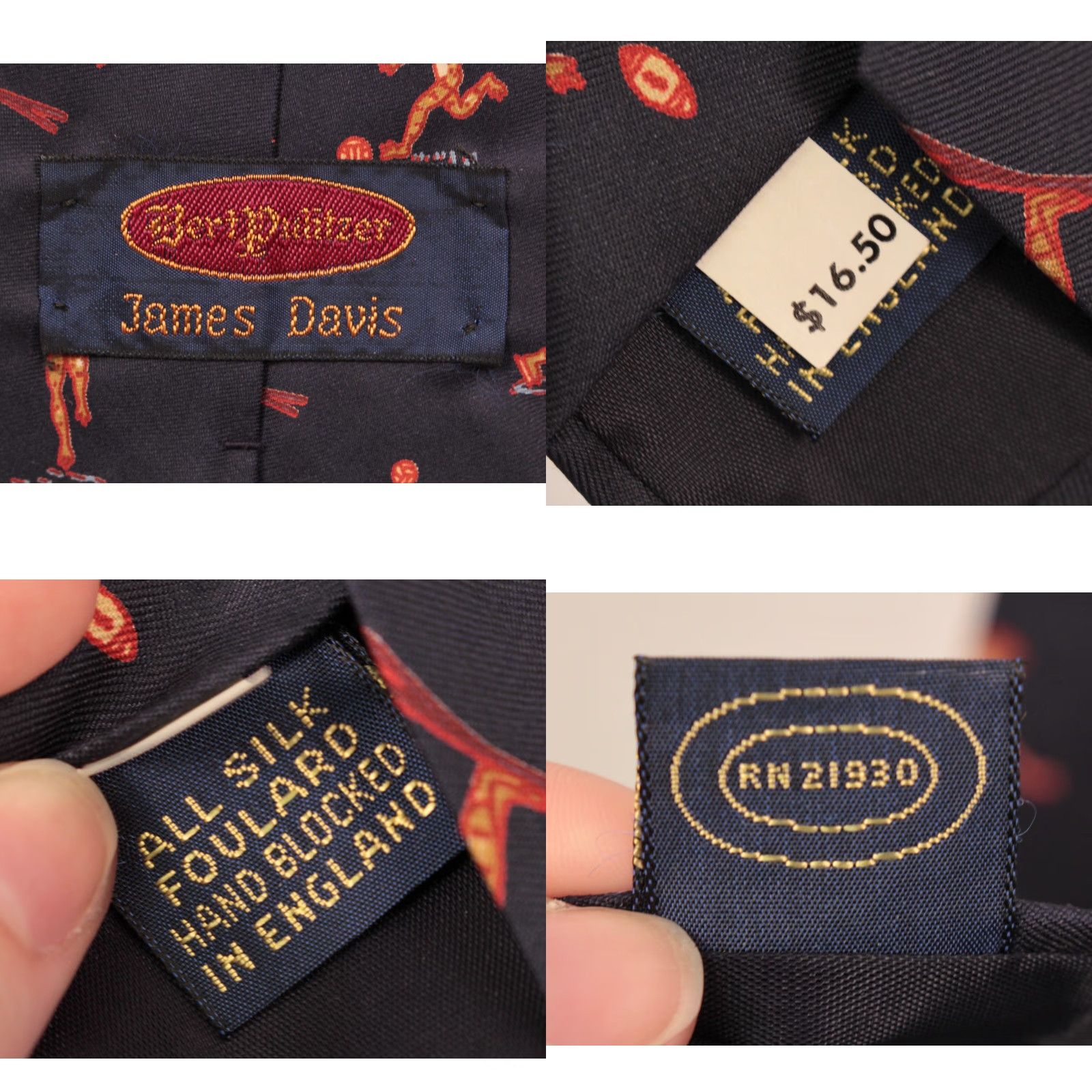 Vintage VINTAGE James Davis 70s Silk Necktie Navy Blue Frog Sports Themed Wide Tie Men Mens 1970s Silk Tie Size ONE SIZE - 8 Thumbnail