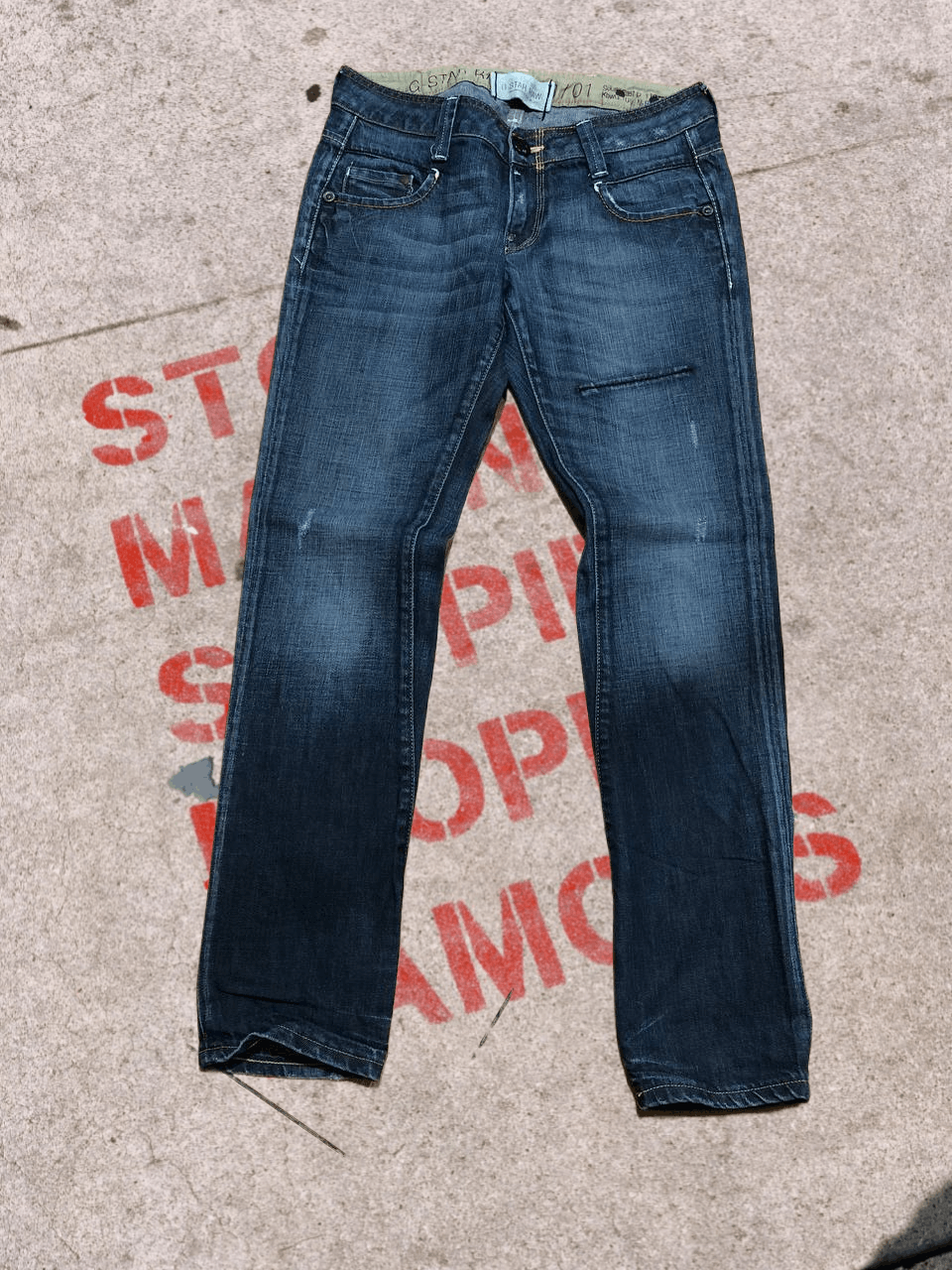 G-Star G-Star Midge Straight Jeans Womens Dark Blue Distressed Size 28" / US 6 / IT 42 - 1 Thumbnail