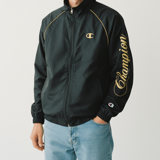 Champion Vintage Champion Gold Windbreaker Sweater Jacket Size US L / EU 52-54 / 3 - 1 Thumbnail