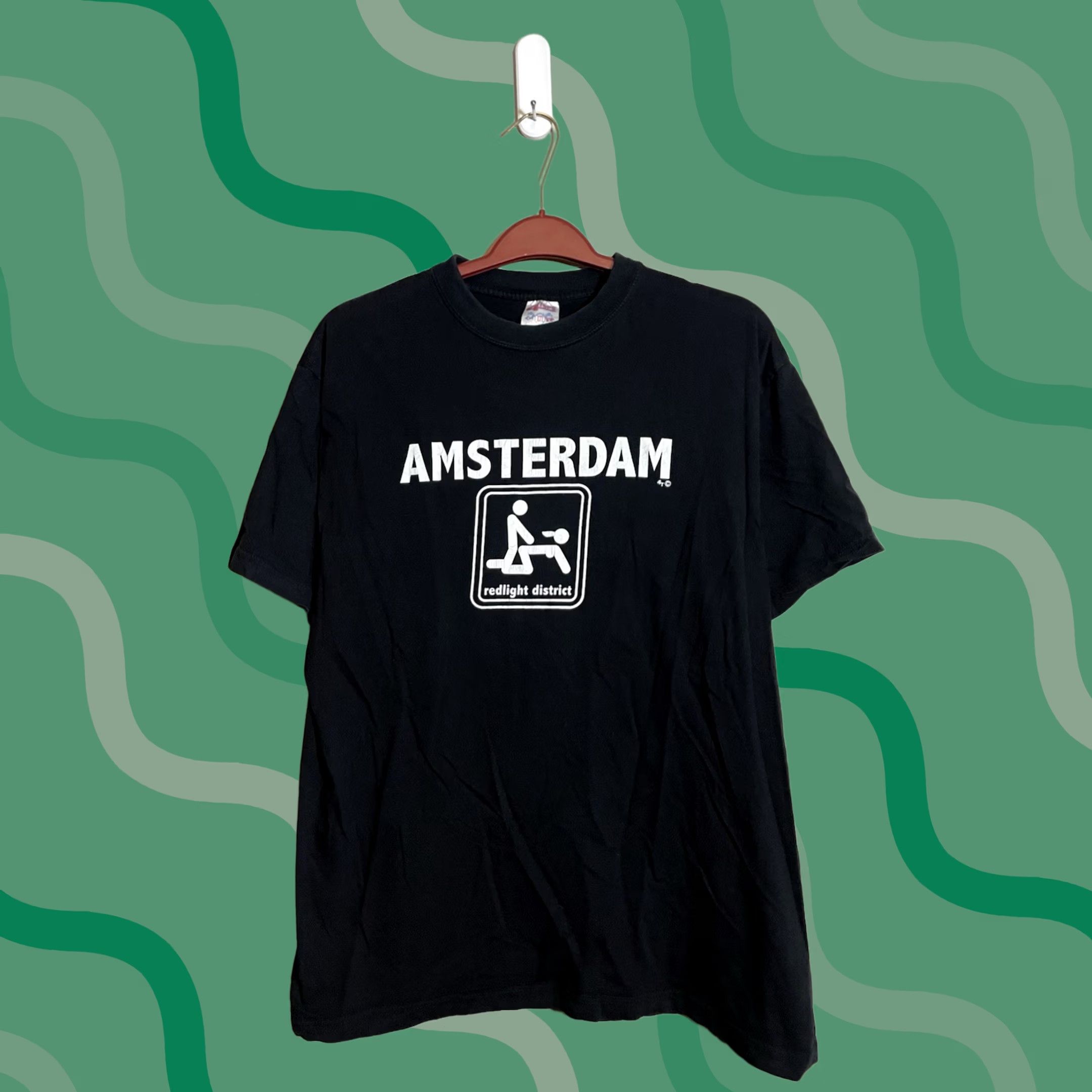 Vintage VINTAGE 4 Tops Amsterdam Red Light District T-Shirt Men Black 2XL Crew Neck Short Sleeve Cotton Logo Retro Size US XXL / EU 58 / 5 - 1 Thumbnail