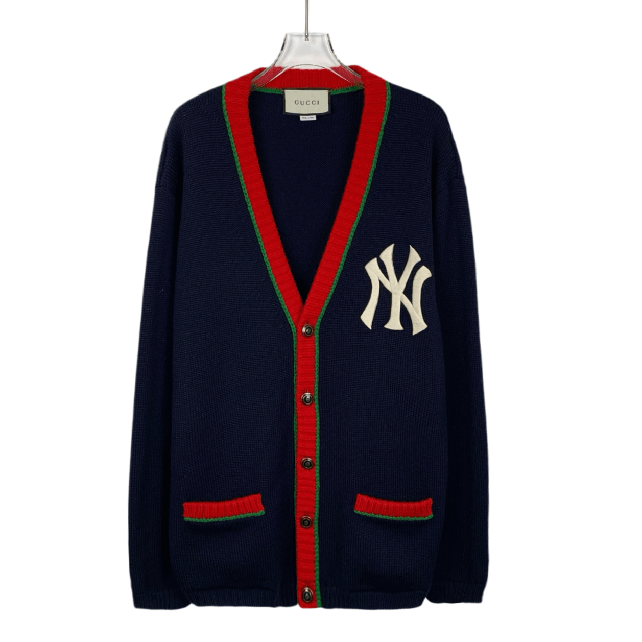 Gucci Gucci x NY Yankees Wool Logo Cardigan – Navy (Size XL