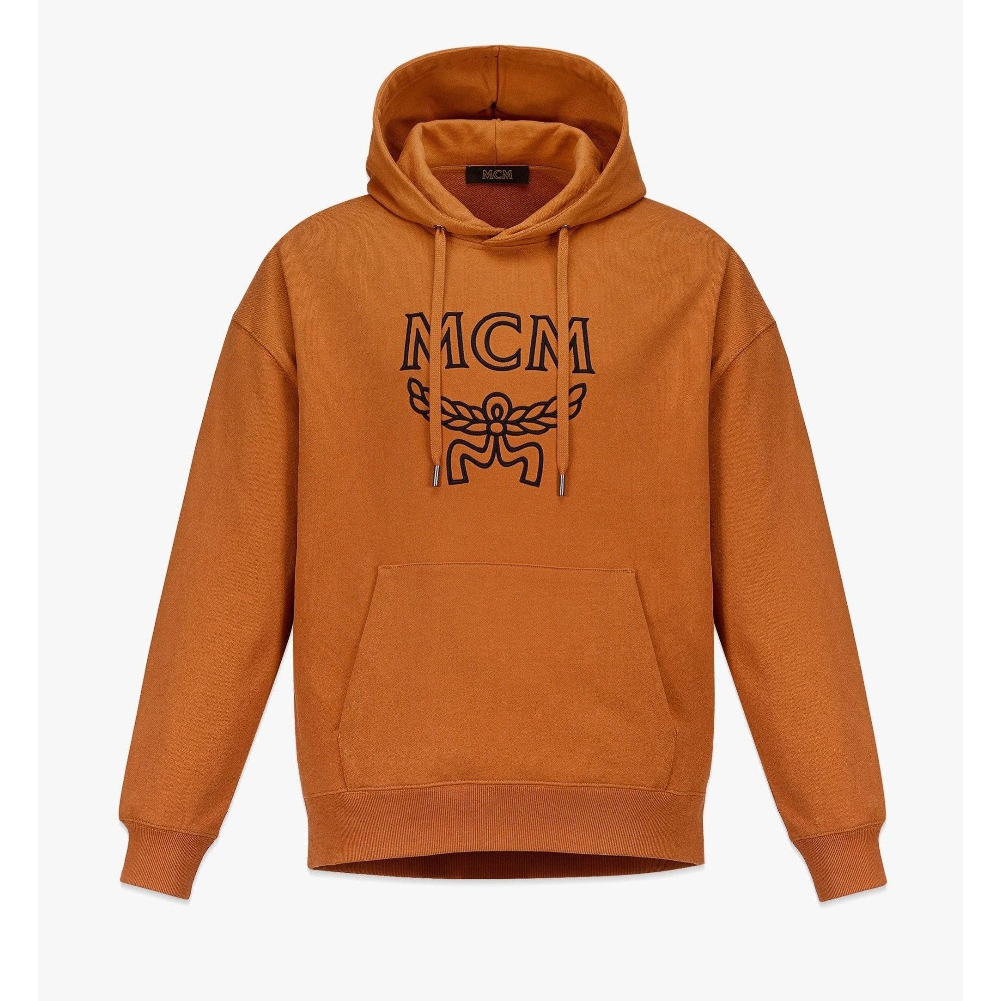 image of MCM Mens Classic Logo Cognac/black Cotton Hoodie 2Xl in Brown