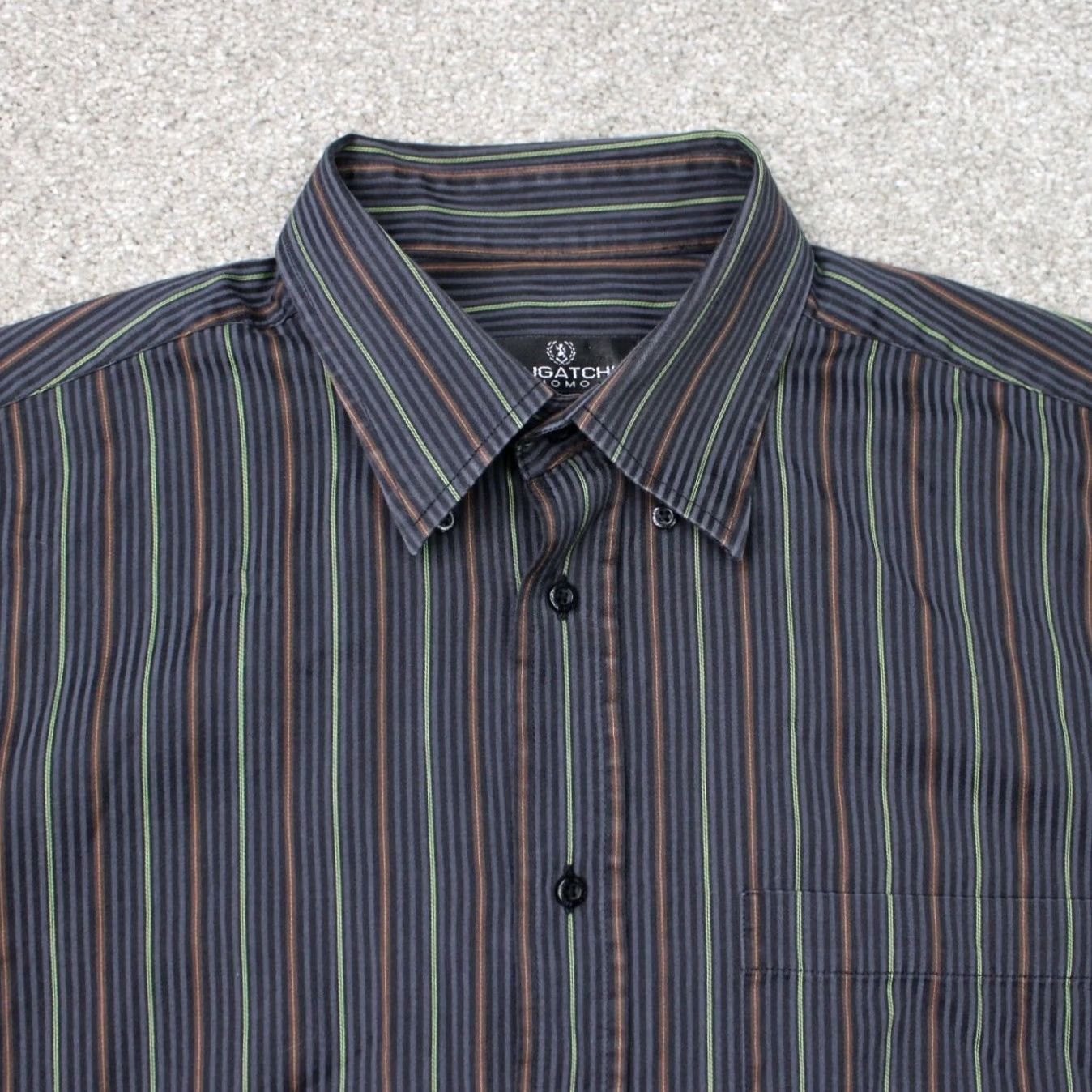 BUGATCHI Bugatchi Uomo Shirt Mens Large Black/Blue/Orange/Green 100% Cotton Long Sleeve Button-Up Casual Business Classic Striped Size US L / EU 52-54 / 3 - 4 Thumbnail