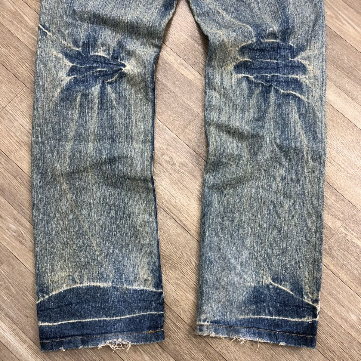If Six Was Nine × Japanese Brand 2000s Crazy Distressed Point Loma I ❤️ Surf Baggy Jeans LGB Size US 31 - 14 Thumbnail