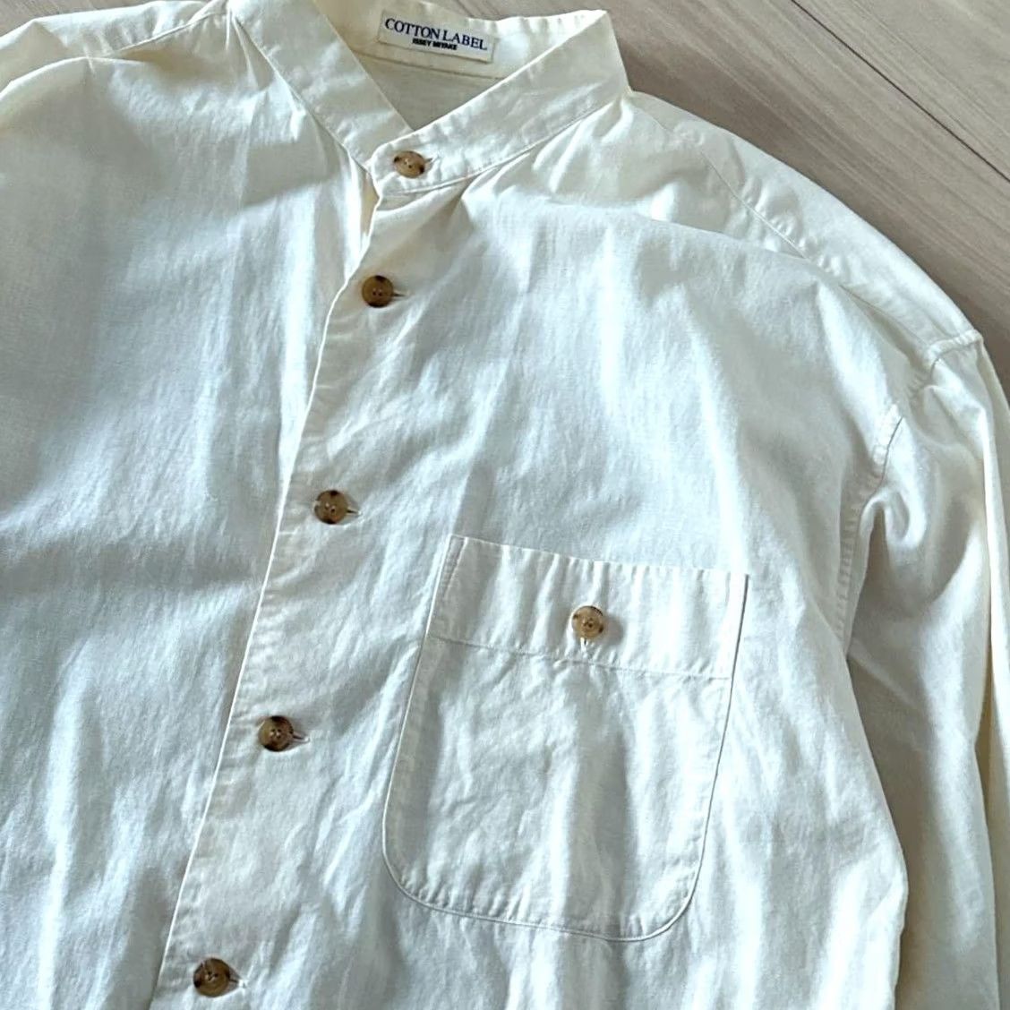 Issey Miyake ISSEY MIYAKE 90S BAND COLLAR SHIRT SIZE L NATURAL COTTON MEN USED Size US L / EU 52-54 / 3 - 3 Thumbnail