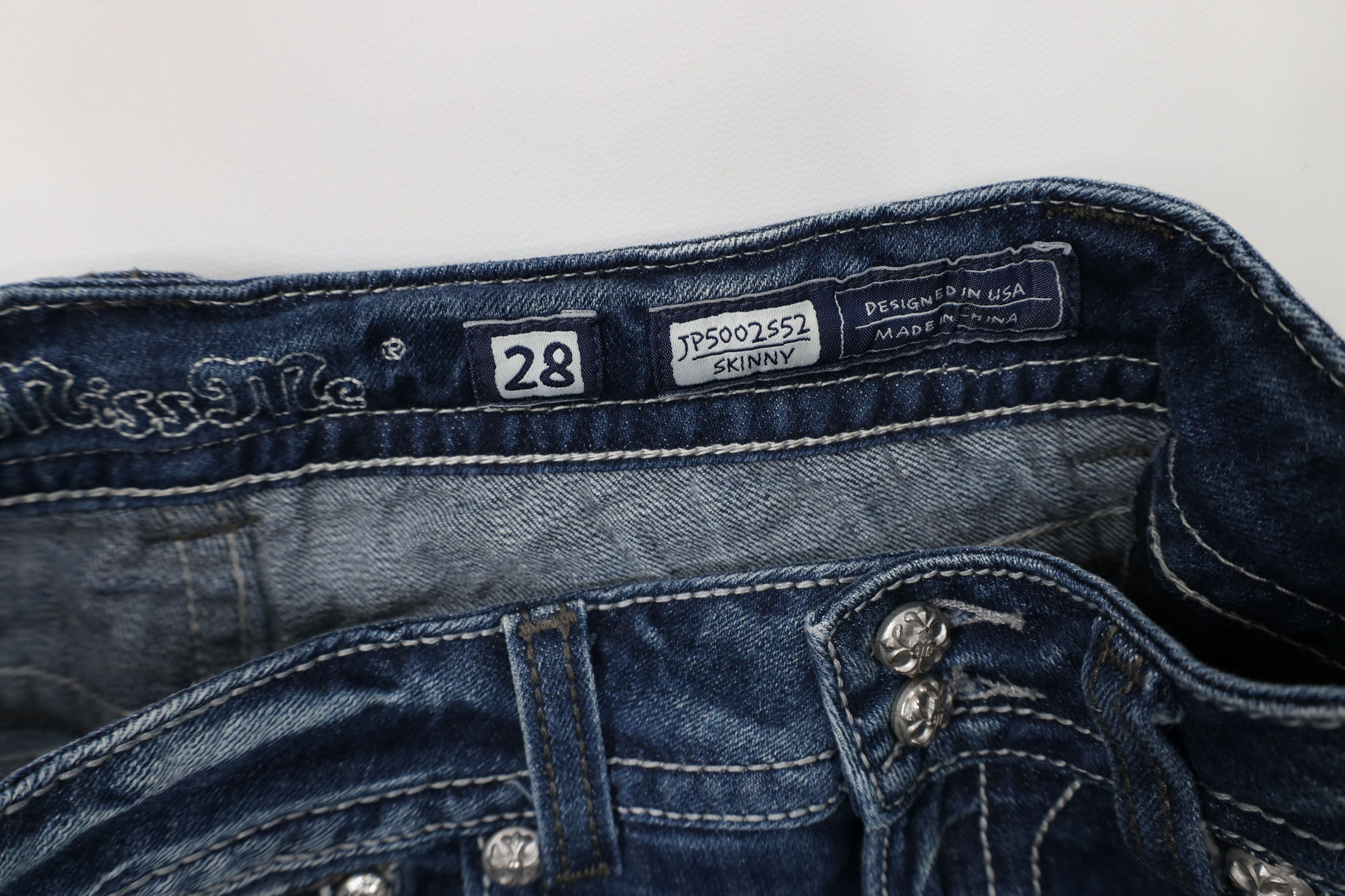 Miss Me Miss Me Stitch Jeweled Rhinestone Skinny Leg Jeans Blue Size 28" / US 6 / IT 42 - 7 Thumbnail