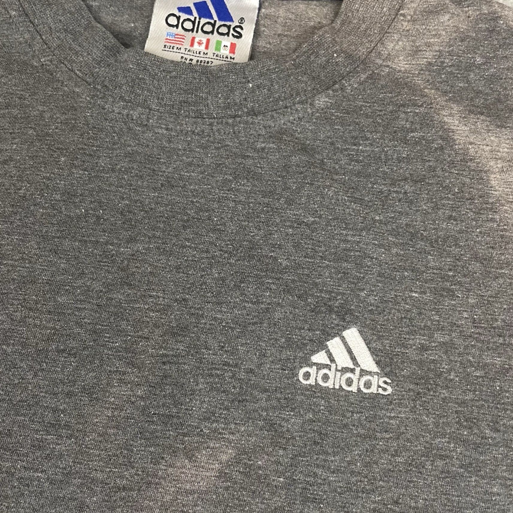 Adidas VINTAGE adidas Shirt Adult M Gray Trefoil Logo Sun Faded Grunge Distressed 90s Retro Men's T-Shirt Cotton Crew Neck Short Sleeve Logo Size US M / EU 48-50 / 2 - 3 Thumbnail