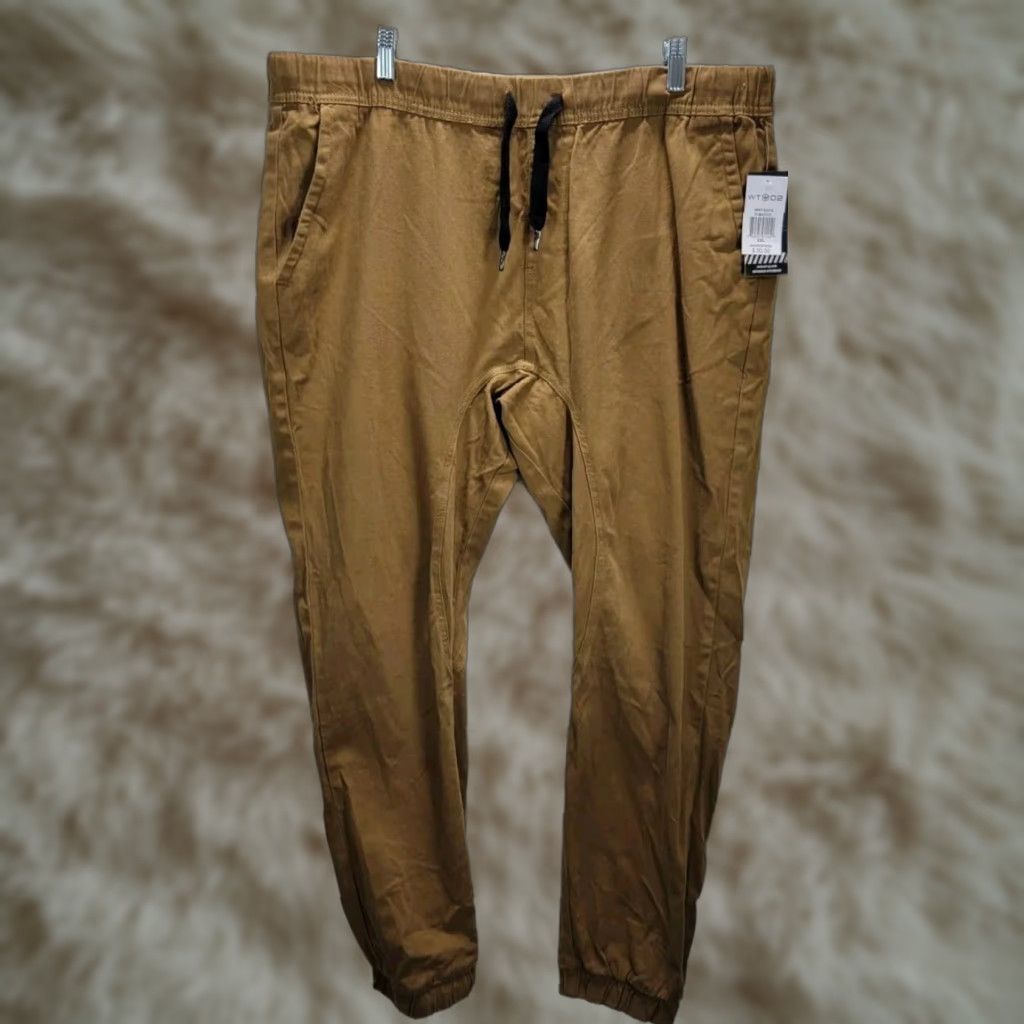Vintage WT 02 Men’s Tobacco Brown Jogger Pants Drawstring Elastic Waist Casual NWT 2XL Cotton, Regular Inseam 30" Size US 39 - 1 Thumbnail