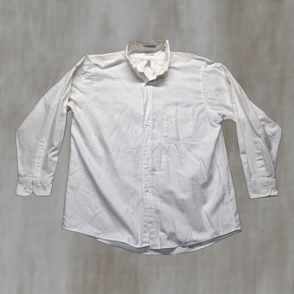 Arrow ARROW Shirt Dress Shirt Adult Men 17.5 White Solid Button Up 34/35 Lightweight Wrinkle Resistant Casual Formal 67% Cotton 33% Polyester Size 48R - 1 Thumbnail