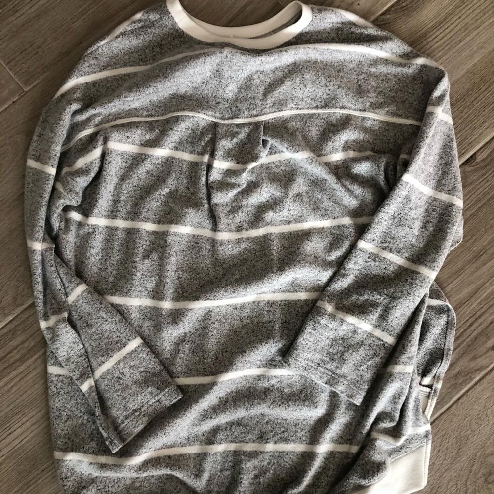 Designer Melloday Grey And White Striped Hi Low Sweater Top Size XS / US 0-2 / IT 36-38 - 5 Thumbnail