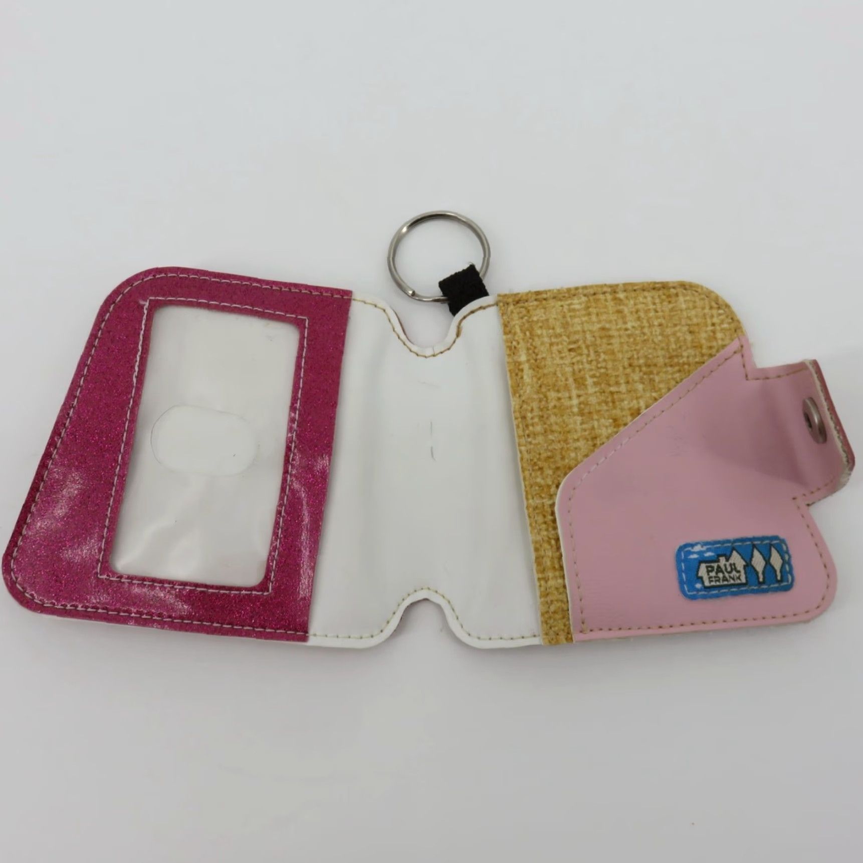 VINTAGE Paul Frank Wallet Pink Glitter Cupcake Sweet Treat Bifold Key Ring VTG Rare Womens