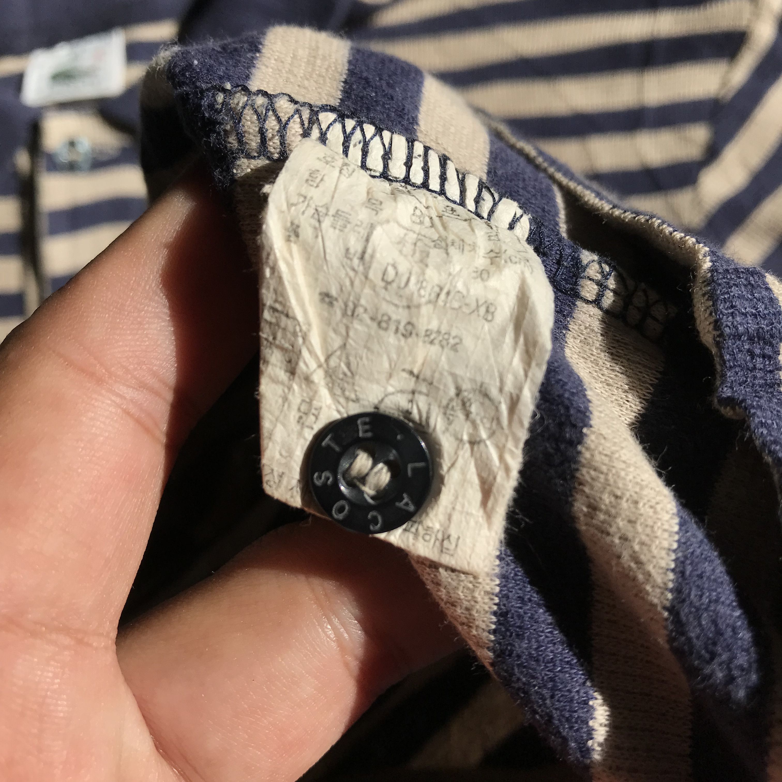 Lacoste Vintage lacoste french Polo Stripes Navy beige Blue colar Size US M / EU 48-50 / 2 - 2 Thumbnail