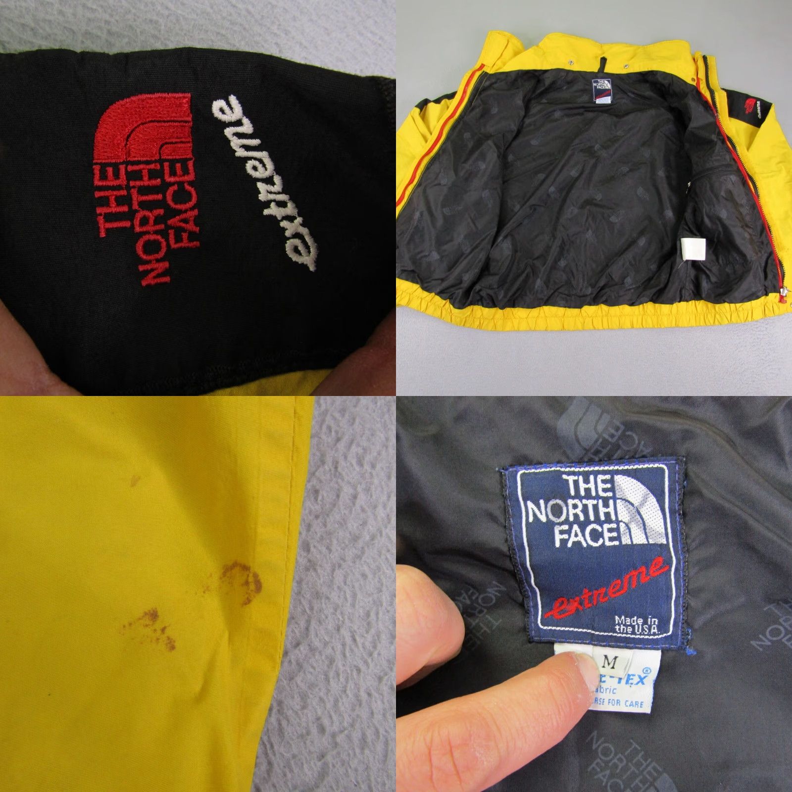Vintage North Face Jacket Mens Medium Yellow Extreme Waterproof 