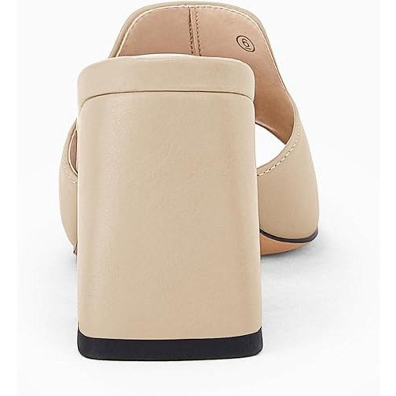 Other Gihubafuil Women's 7 Tan Gold Buckle Peep Toe Block Heels Size US 7 / IT 37 - 5 Thumbnail