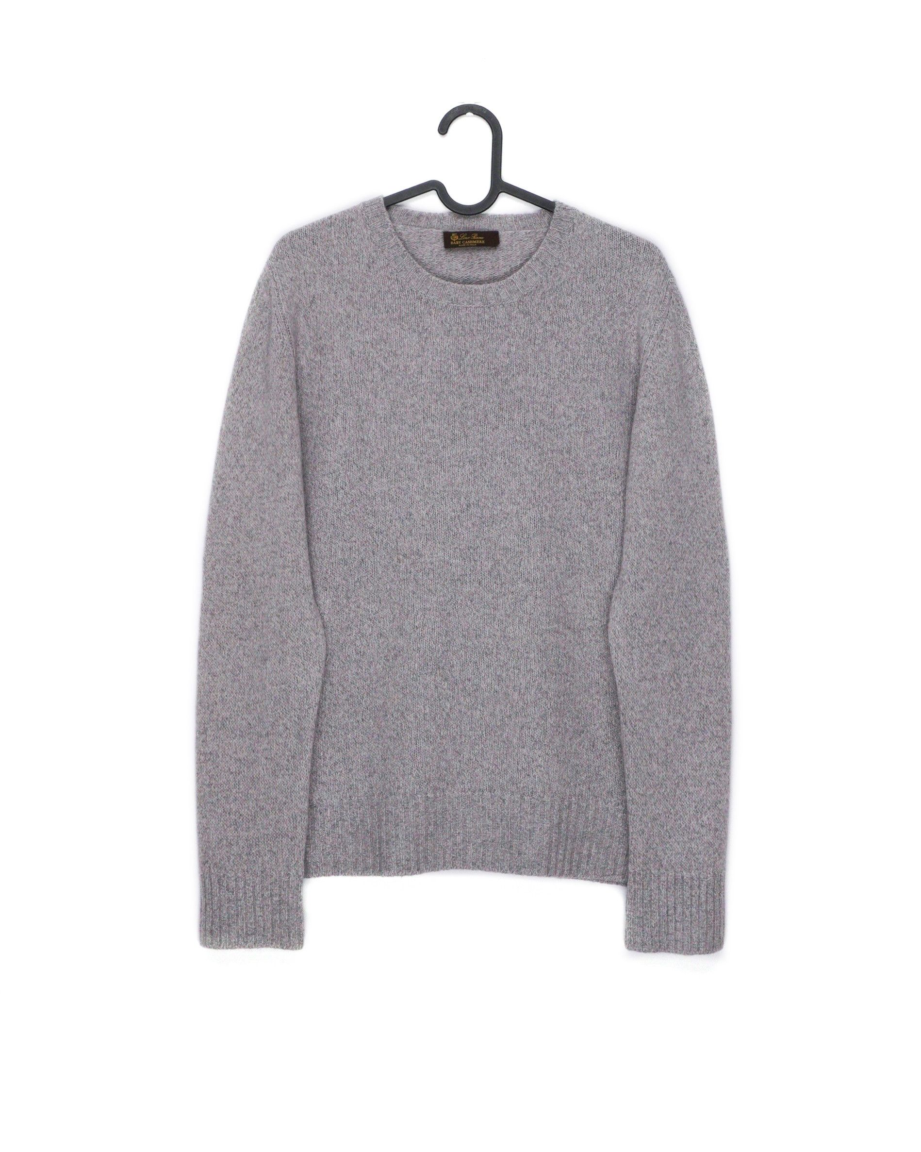 image of Loro Piana Baby Cashmere Knit Grey Wool Crewneck Sweater, Men's (Size Small)