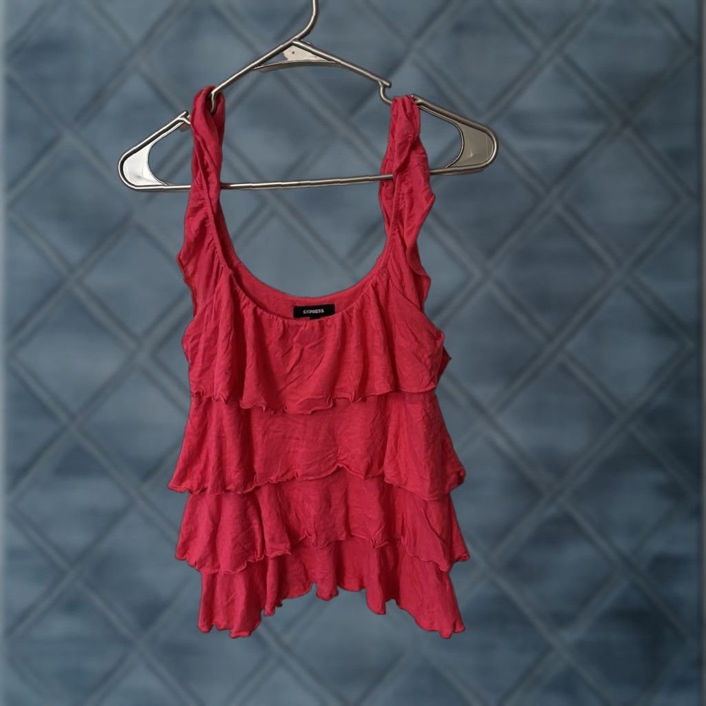 Express Express Women's XS Cami Pink Ruffle Layered Pullover Summer Casual Cotton Blend Tank XS Pink Women's Express Shirt? Size XS / US 0-2 / IT 36-38 - 1 Thumbnail