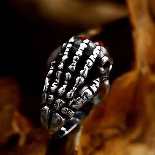 Handmade × Jewelry Creative Skull Hand Bones Ring Size ONE SIZE - 3 Thumbnail