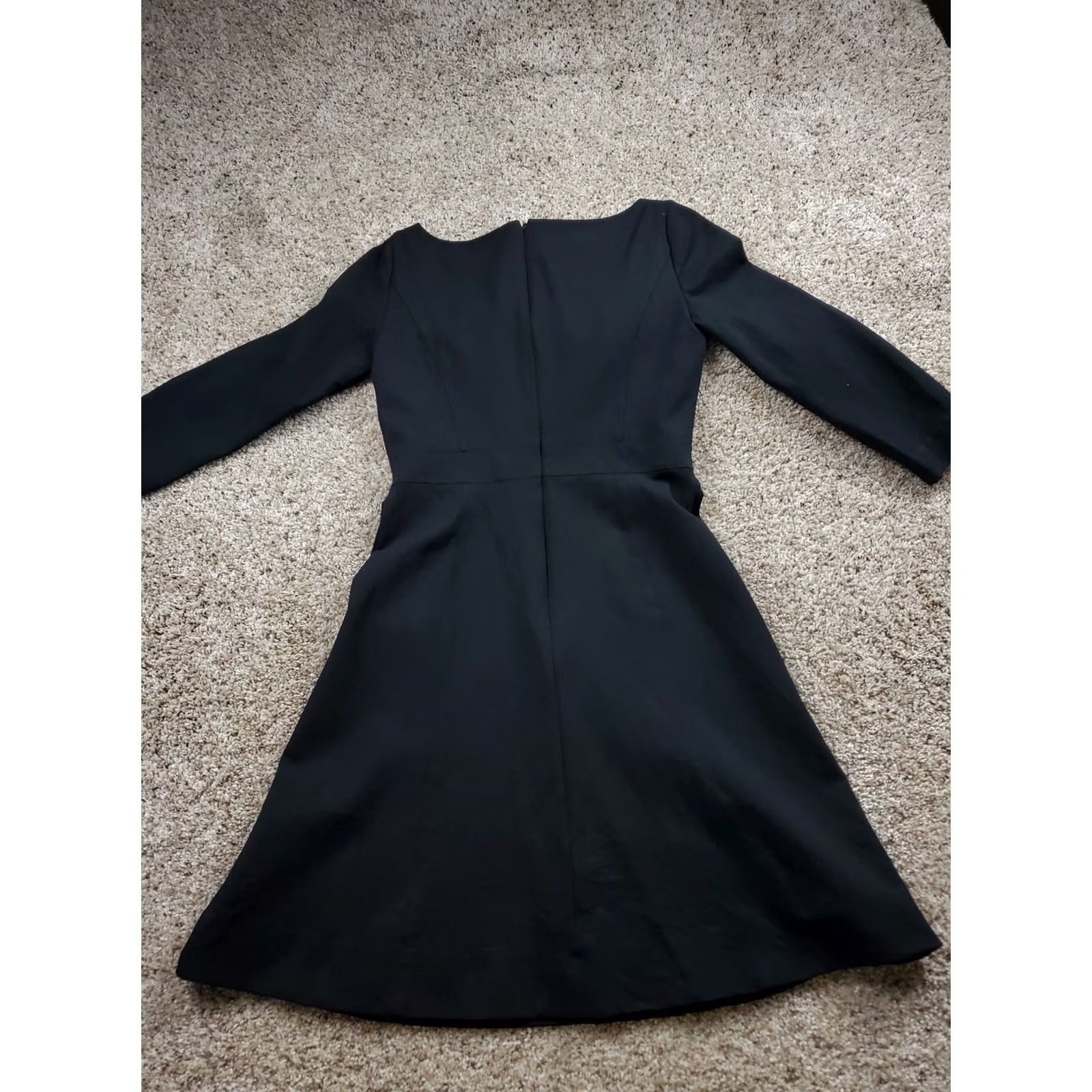 J.Crew J.CREW Dress Womens 4 Black Fit Flare Long Sleeve Knee Length Solid Classic Cocktail Workwear Formal Women Size S / US 4 / IT 40 - 6 Thumbnail