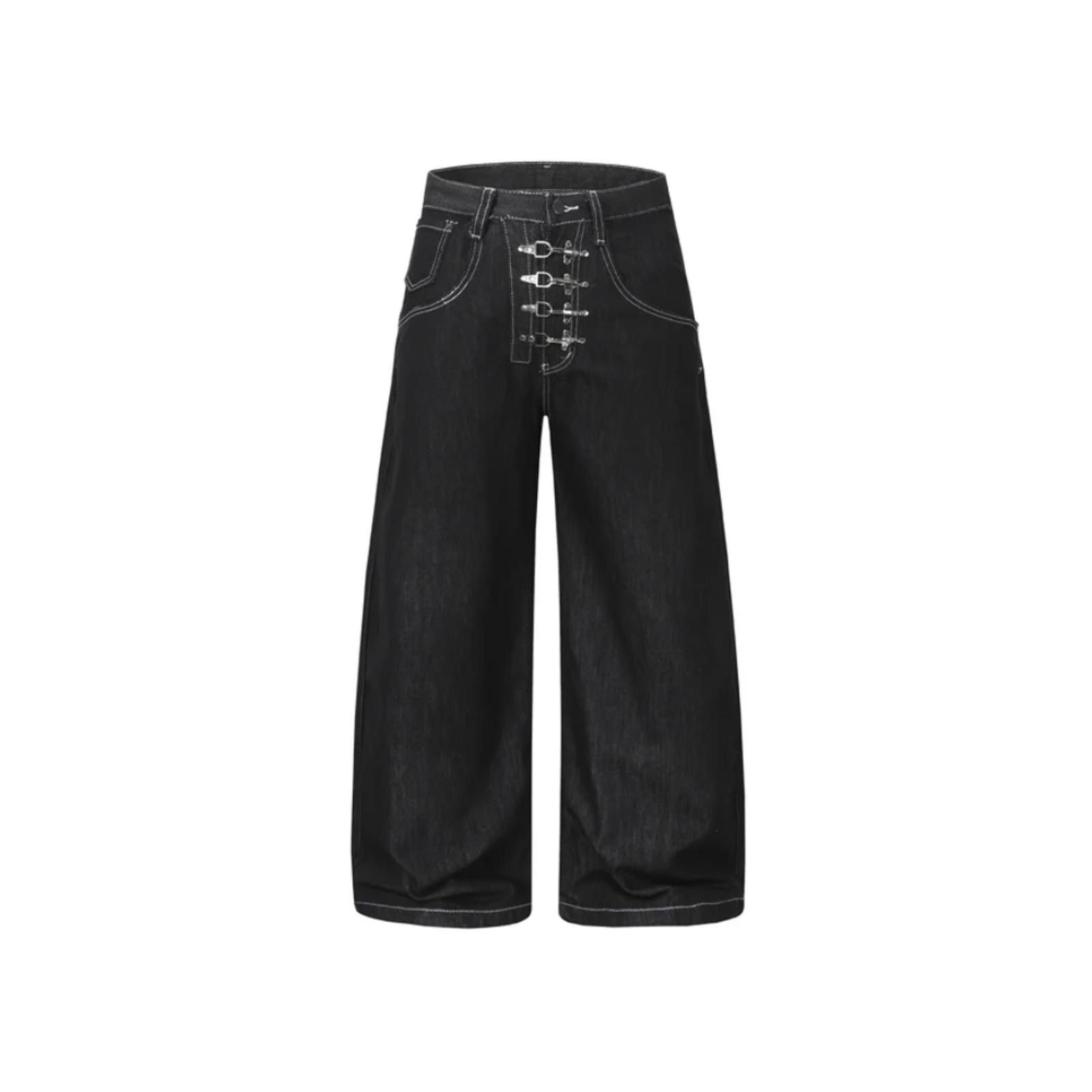 Japanese Brand Clasp Closure Fly Wide Denim Jeans Size US 30 / EU 46 - 1 Thumbnail