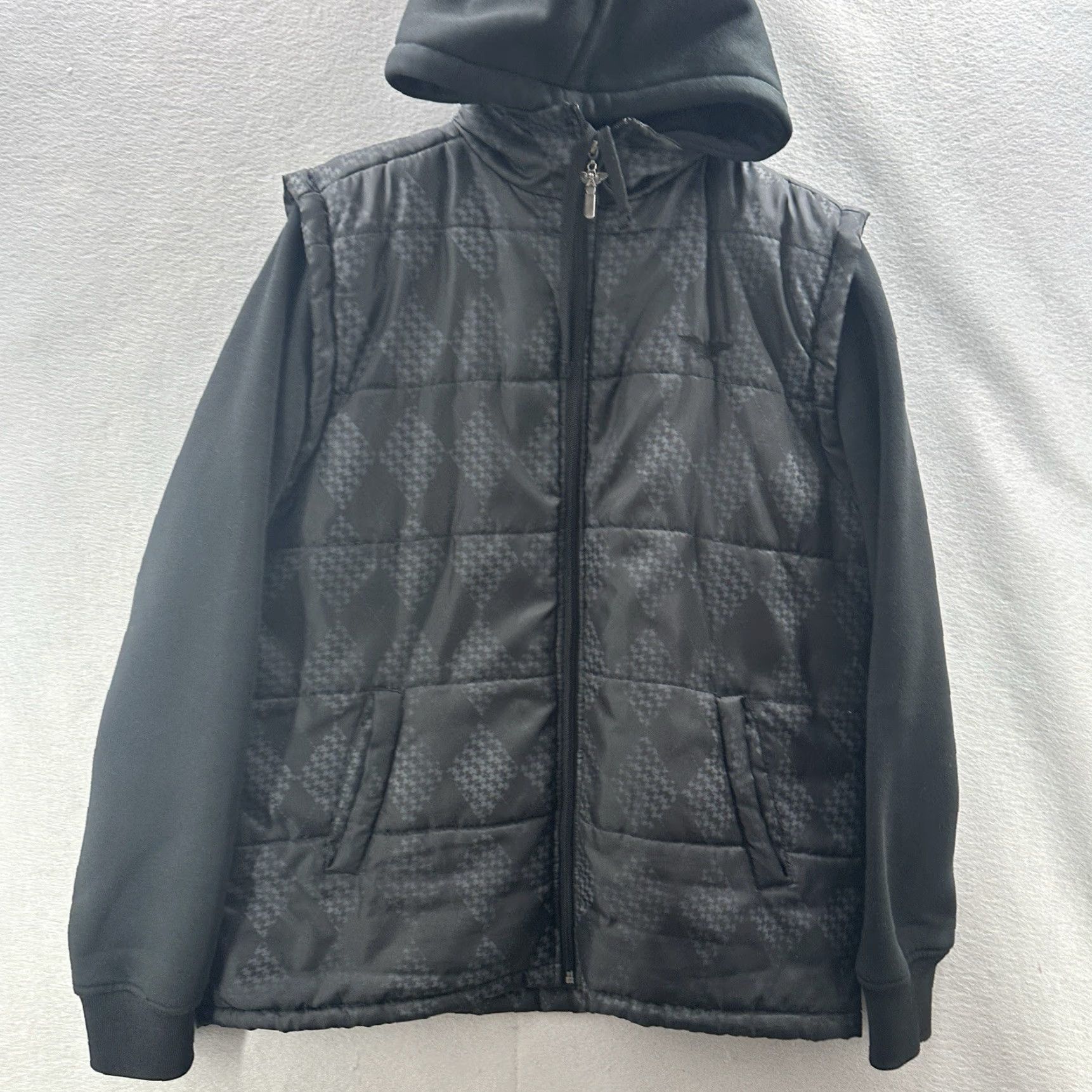 Avirex AVIREX Jacket Mens L Black Quilted Puffer Coat Full Zip Vintage Style 90s Preppy Retro Stand-Up Collar Mid-Length 48 in Chest Mens Size US L / EU 52-54 / 3 - 5 Thumbnail