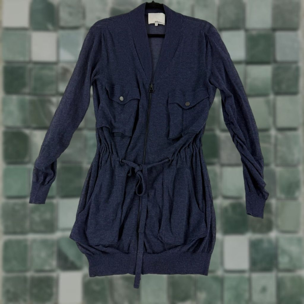 3.1 Phillip Lim **Phillip Lim Blue Belted Cardigan Sweater Womens Small Long Sleeve** User: Phillip Lim Blue Belted Cardigan Sweater Womens Small Long Sleeve Size S / US 4 / IT 40 - 1 Thumbnail