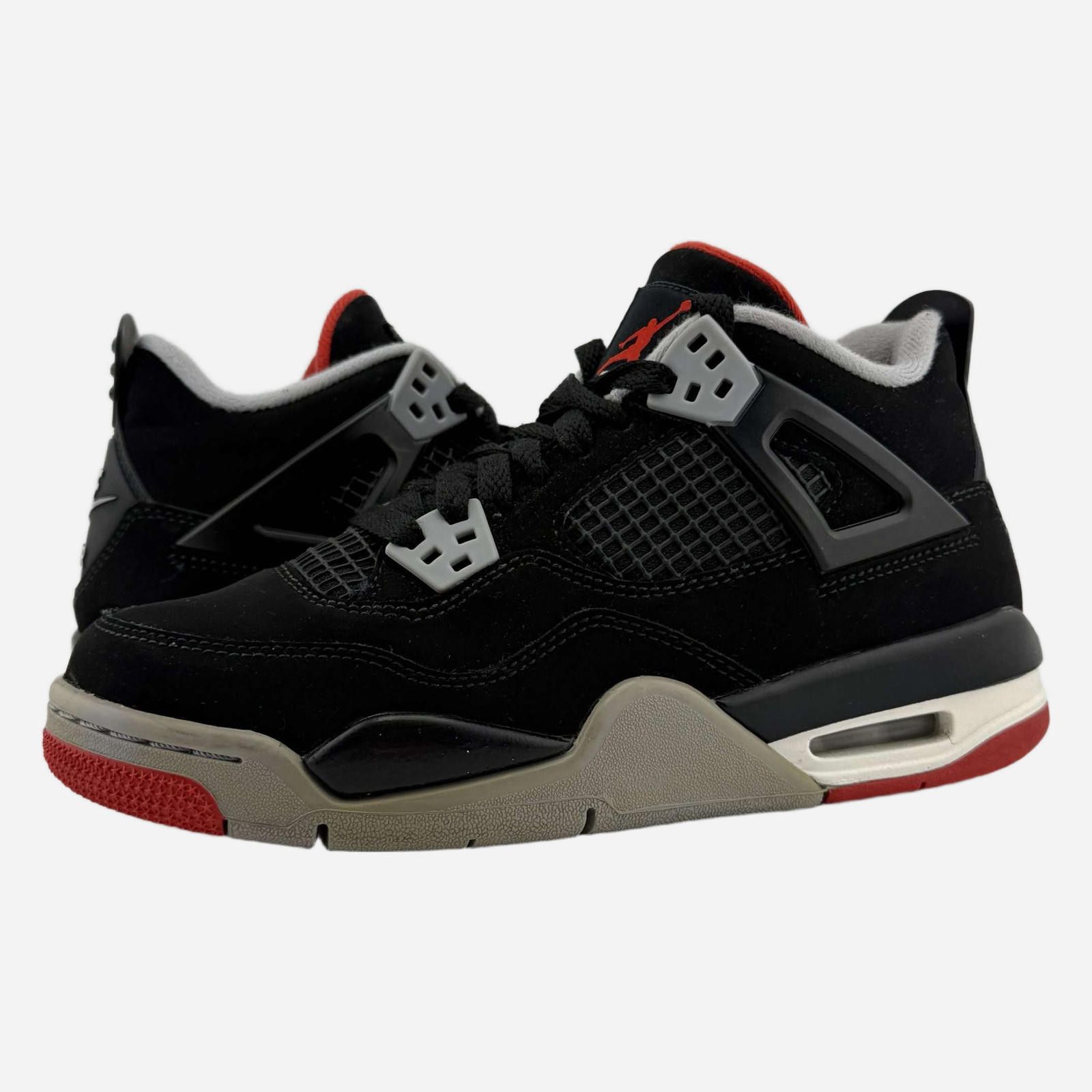 Jordan Brand Air Jordan 4 Retro Bred 2019 Black Red 5Y Used with Box Size US 5 / EU 37 - 1 Thumbnail