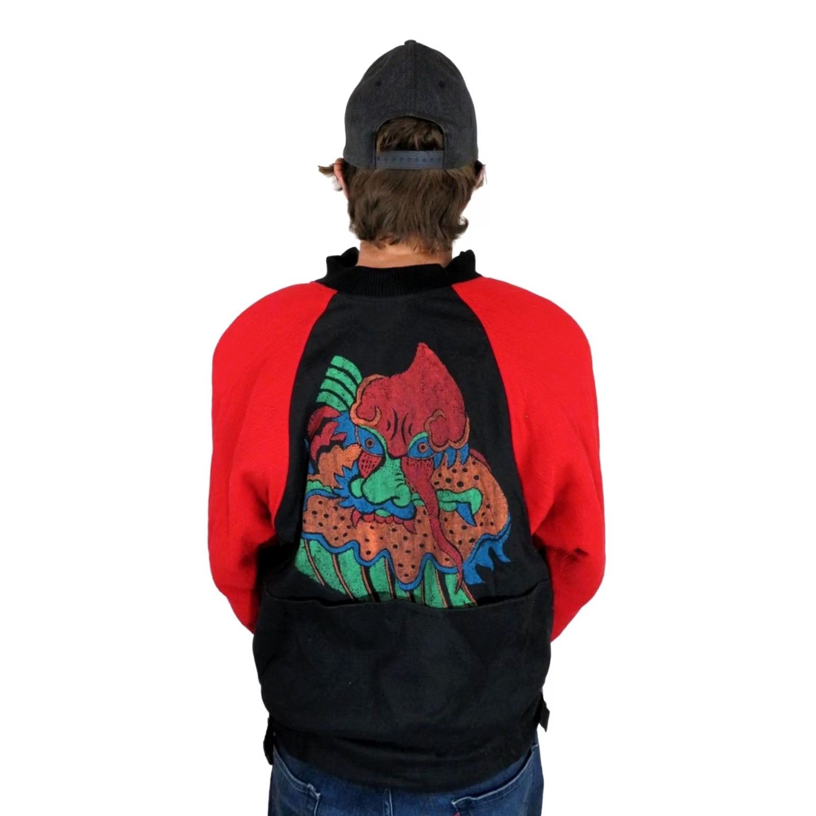 Vintage VINTAGE American Vintage Jacket Mens Large Windbreaker 90s 80s Red Troll Cartoon Aztec 80s 90s Fashion Size US L / EU 52-54 / 3 - 2 Thumbnail