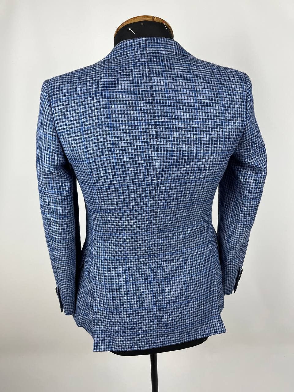 Suitsupply Suitsupply Lazio Wool Silk Linen Check Blue Blazer Size 44 Size 44R - 4 Thumbnail