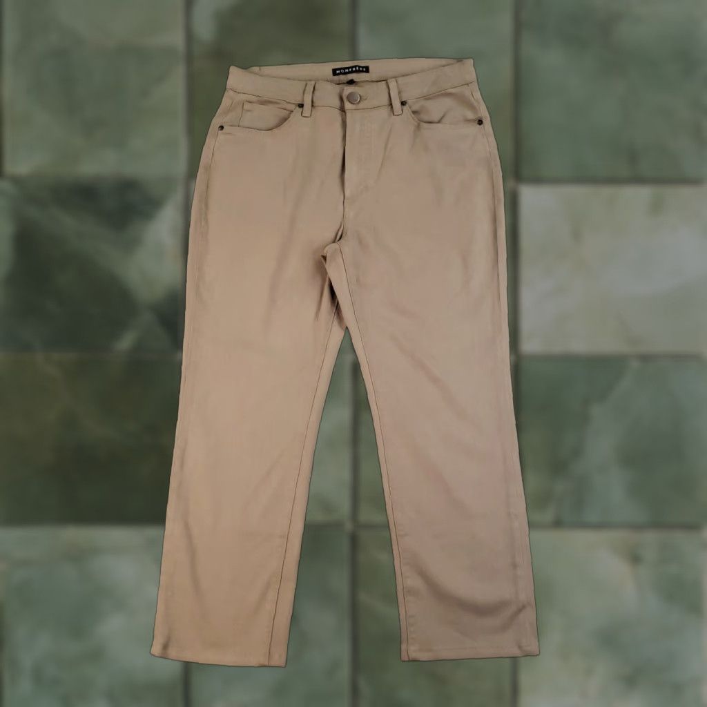 Monfrere Brando Slim Fit Jeans 5 Pocket Beige Green Cotton Polyurethane Regular 32x25 Mens Jeans Straight 5-Pocket USA Vintage No