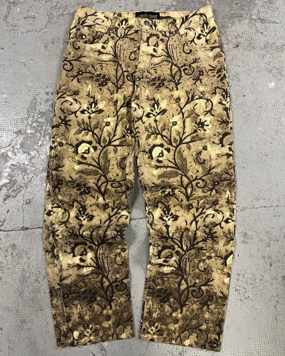 Roberto Cavalli × Vintage FW2002 Roberto Cavalli Flower Nature Forest Relaxed Pants Size US 32 / EU 48 - 1 Thumbnail