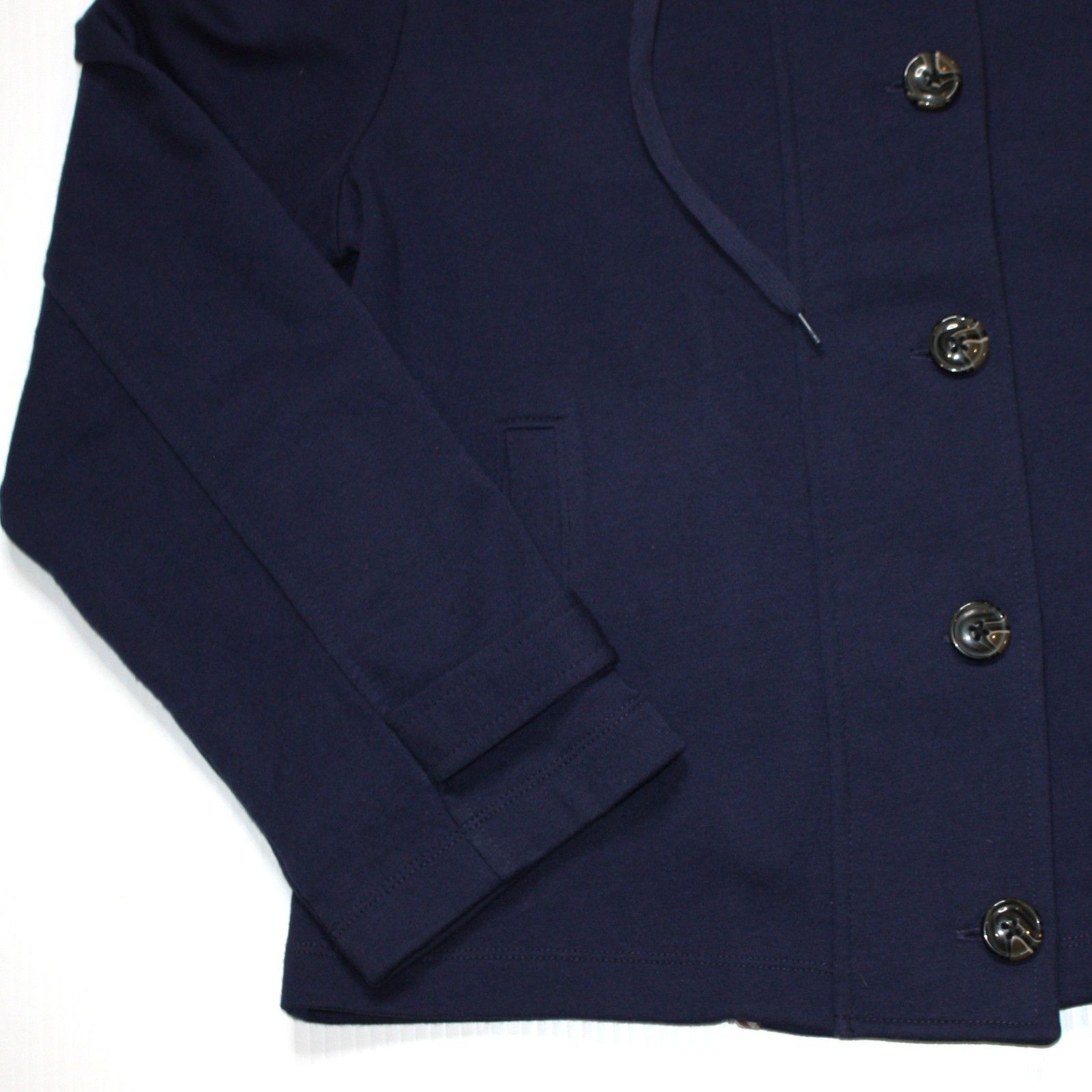 Other Shade Navy Blue Soft Hoodie Jacket with Striped Hood Size M / US 6-8 / IT 42-44 - 4 Thumbnail