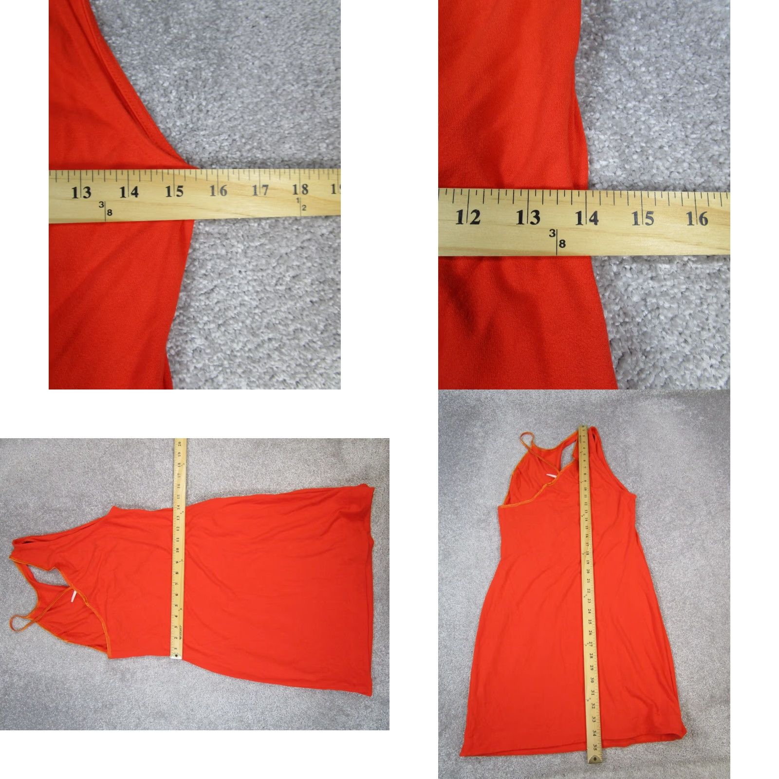 Free People Free People Dress Womens Large Orange Asymmetrical Sleeve V-Neck A-Line, Long, Rayon, Casual, Party/Cocktail, Regular Size L Womens Size L / US 10 / IT 46 - 8 Thumbnail